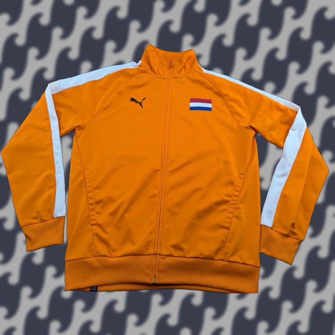Puma PUMA Jacket Mens M Football Orange Full Zip Track Jacket Long Sleeve Quick Dry Water Resistant 2019 Netherlands - None Size US M / EU 48-50 / 2 - 1 Thumbnail