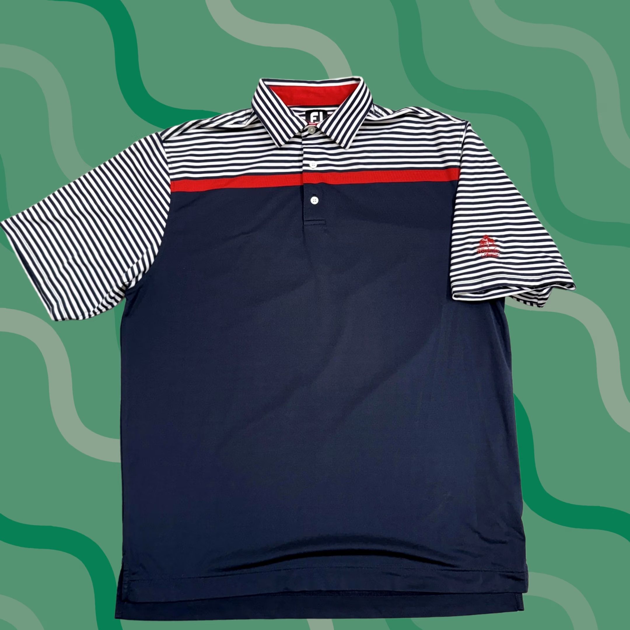 Footjoy FootJoy Polo Shirt Mens XL Blue Navy Stripe Kinderlou Forest Golf Performance Short Sleeve Collared Shirt Mens XS-XL Size US XL / EU 56 / 4 - 1 Thumbnail