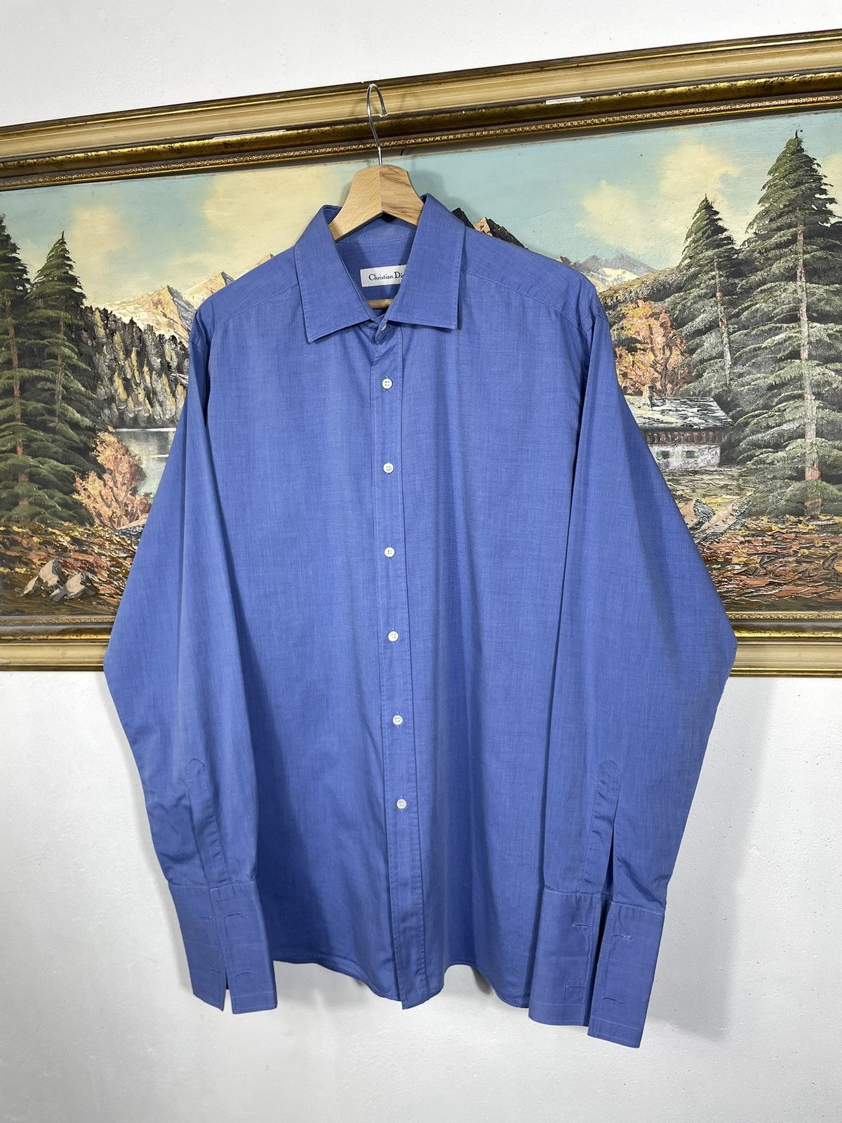 Christian Dior Monsieur Christian Dior Vintage Blue Button Ups Shirt Old Money Size US XL / EU 56 / 4 - 2 Thumbnail