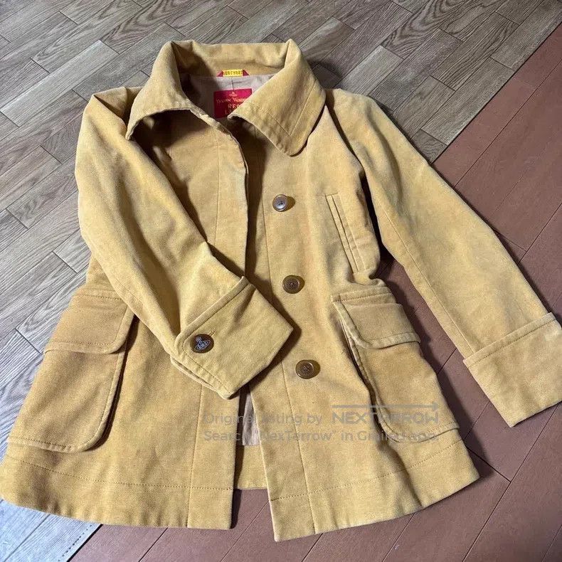 Vivienne Westwood Vivienne Westwood Mustard Yellow Coat with Large Lapels Size L / US 10 / IT 46 - 1 Thumbnail