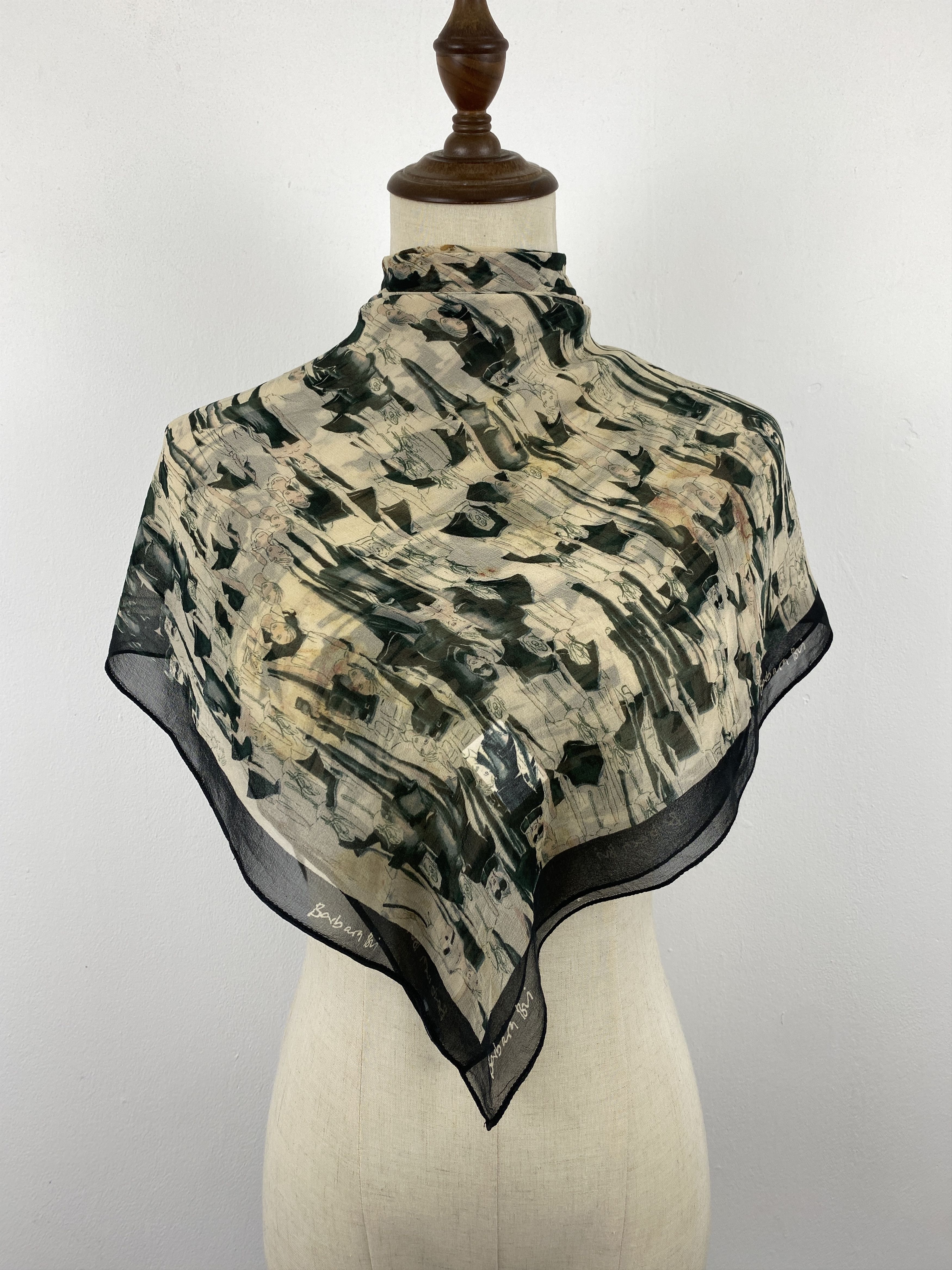 Vintage Vintage 80s Barbara Bri Silk Scarf SN0098 Size ONE SIZE - 1 Thumbnail