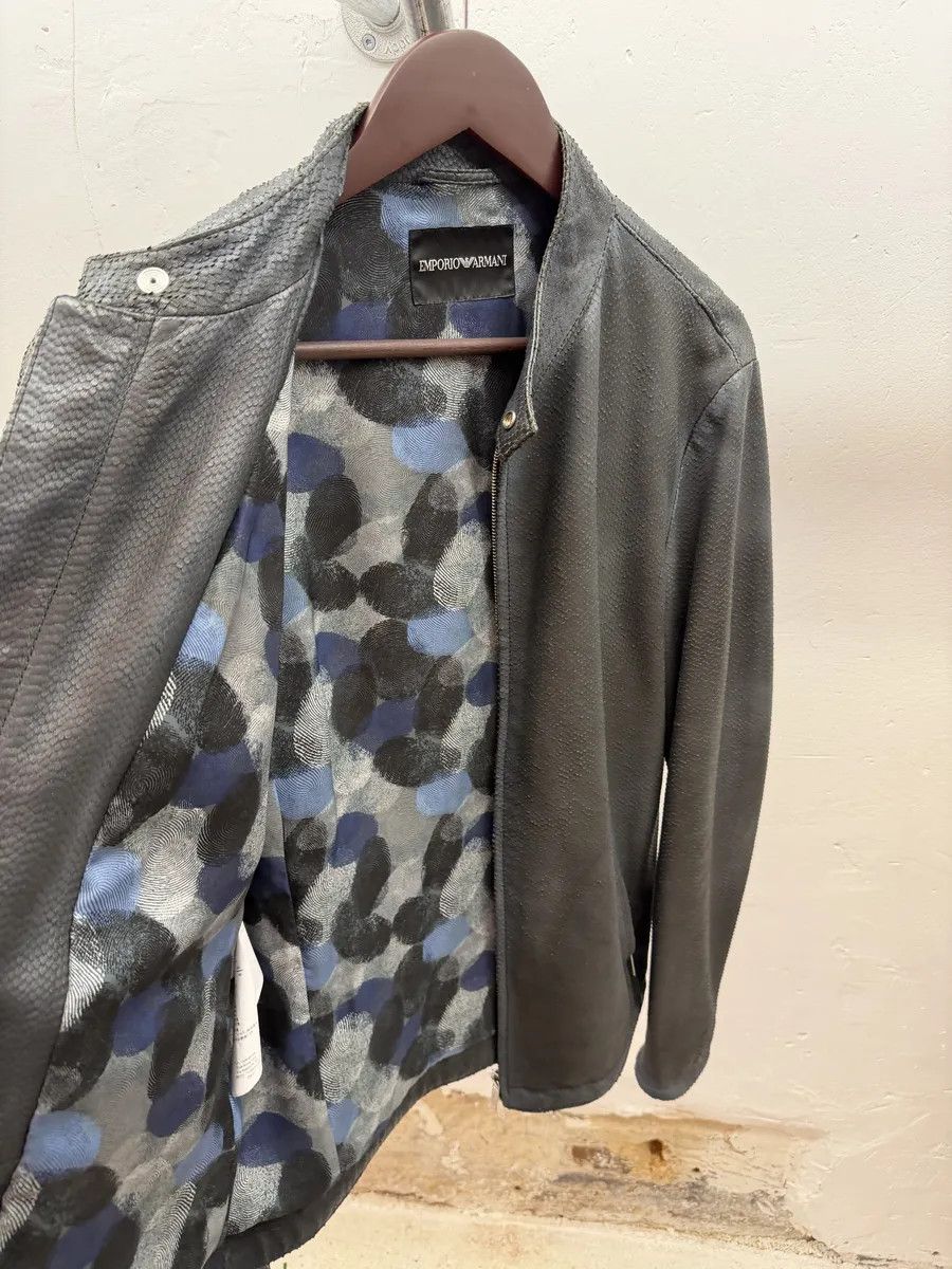 Emporio Armani SS2016 Emporio Armani Blue Python Embossed Leather Jacket Size US M / EU 48-50 / 2 - 9 Thumbnail
