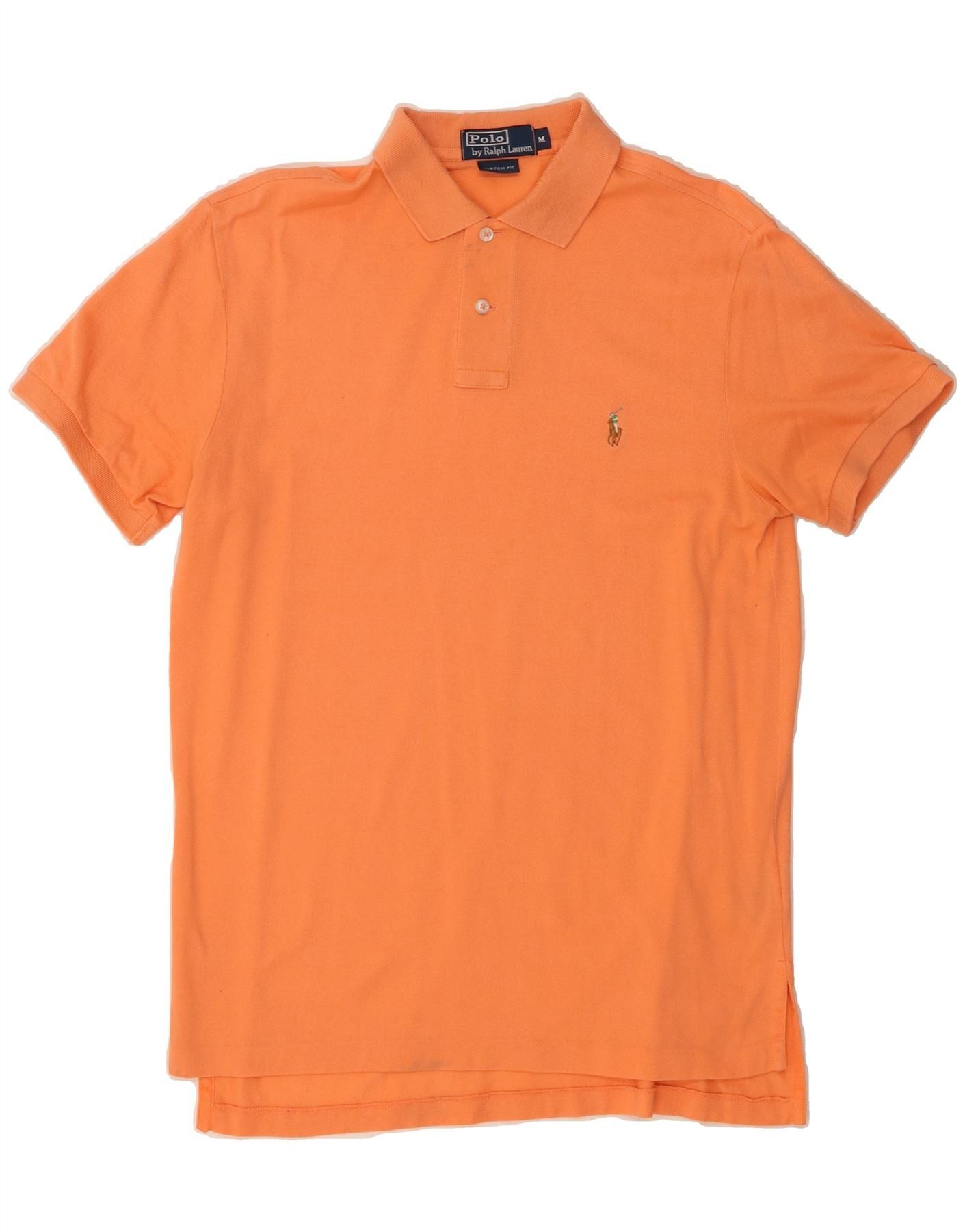 Polo Ralph Lauren Mens Custom Fit Polo Shirt Medium Orange Cotton Size US M / EU 48-50 / 2 - 1 Thumbnail