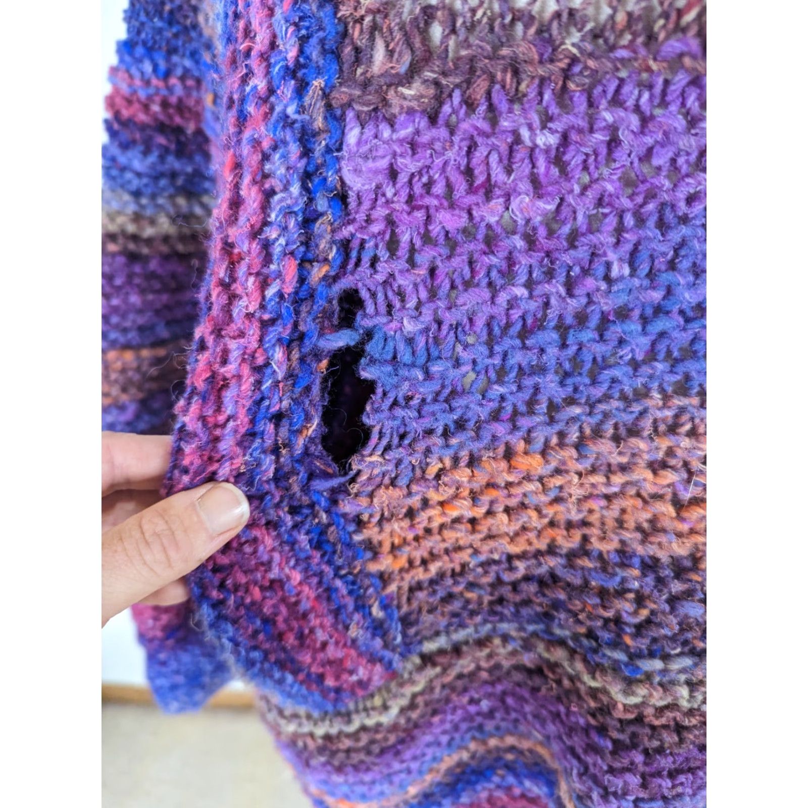 Vintage VINTAGE Mexican Baja Poncho Hoodie Striped Hippie Drug Rug Crochet Adults L Pullover Hoodie Mens Womens Size US L / EU 52-54 / 3 - 4 Thumbnail