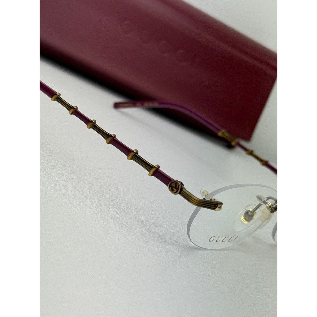 Gucci NEW Gucci GG0857OK Bronze Bamboo Rimless Eyeglass Frames Size ONE SIZE - 5 Thumbnail