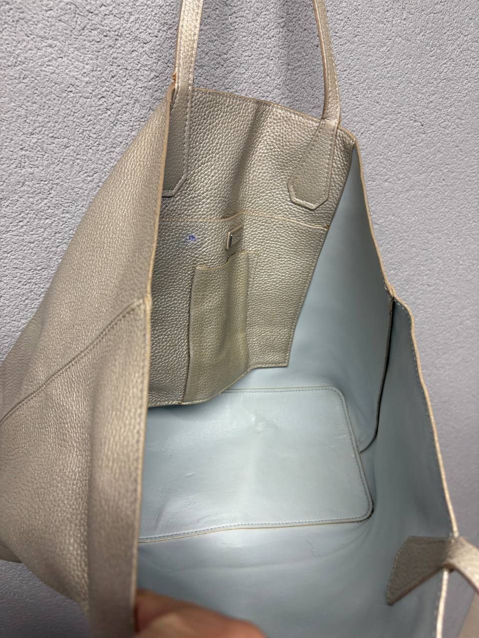 Tory Burch Tory Burch Metallic Grey Leather Perry Tote Size ONE SIZE - 15 Thumbnail