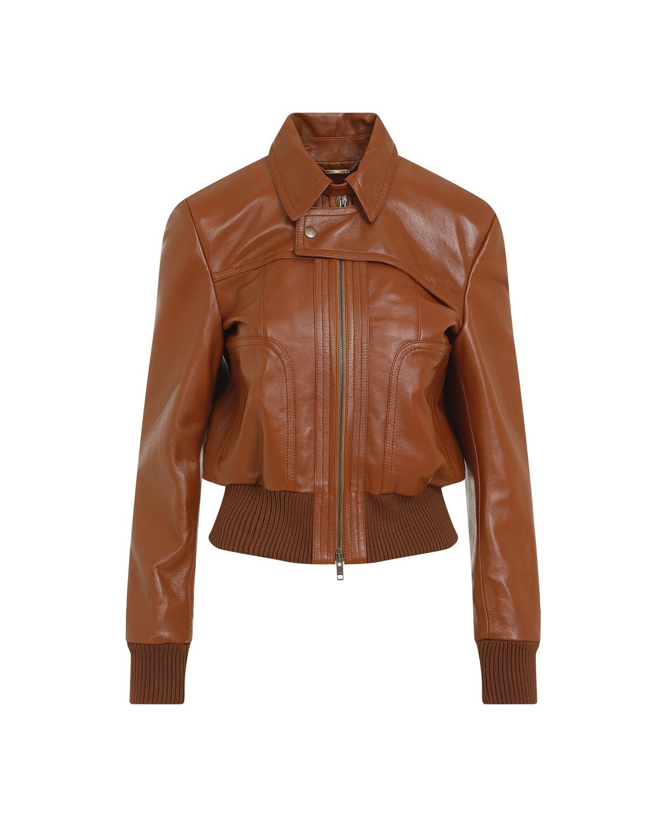 o1loc1c10226 Lamb Leather Jacket in Caramello