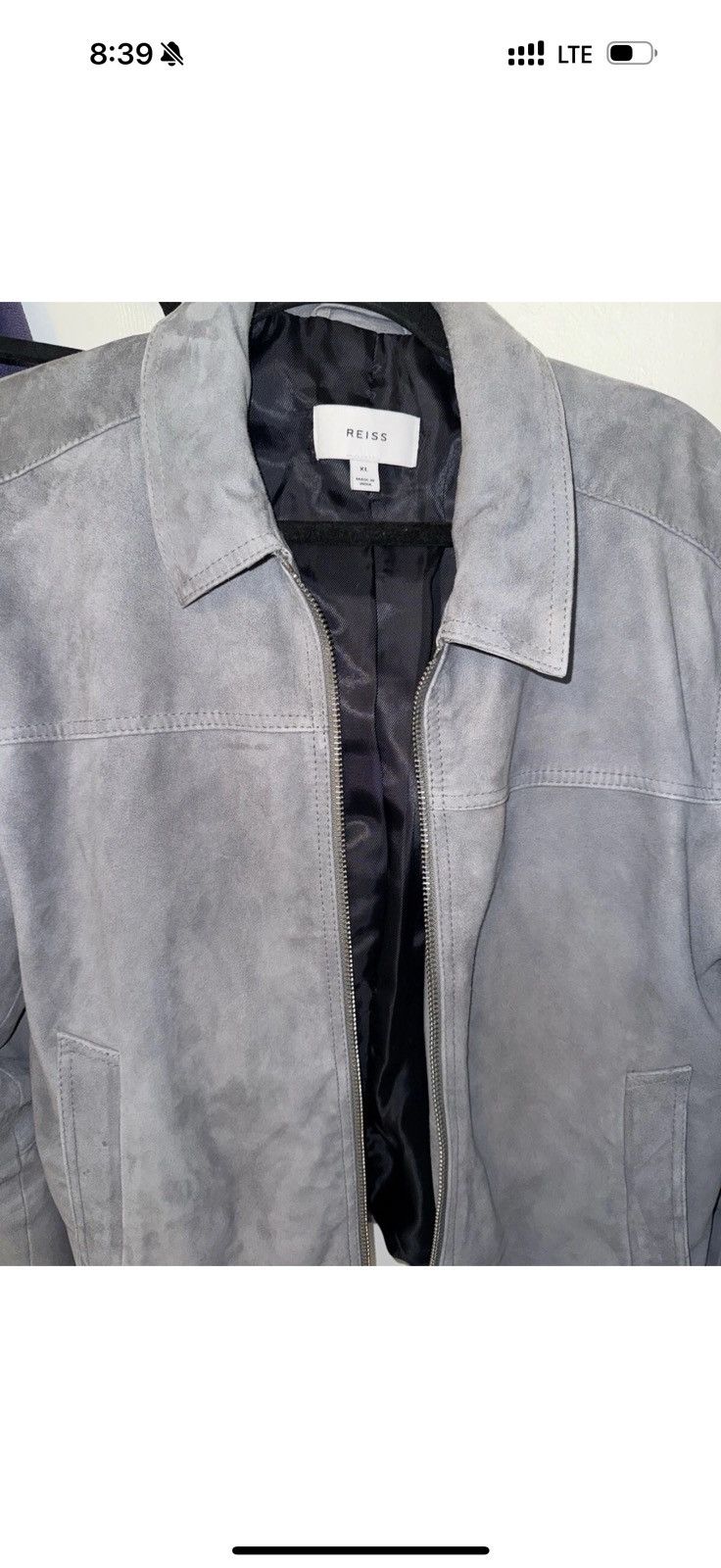 Reiss REISS MENS Riley Suede Jacket in Slate Blue Size US XL / EU 56 / 4 - 5 Thumbnail