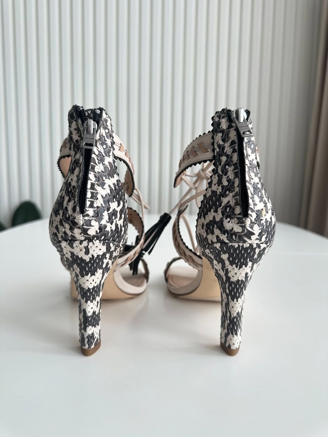 Coach Coach Bella Snakeskin Lace-Up Heel Sandals US 5 Size US 5 / IT 35 - 6 Thumbnail