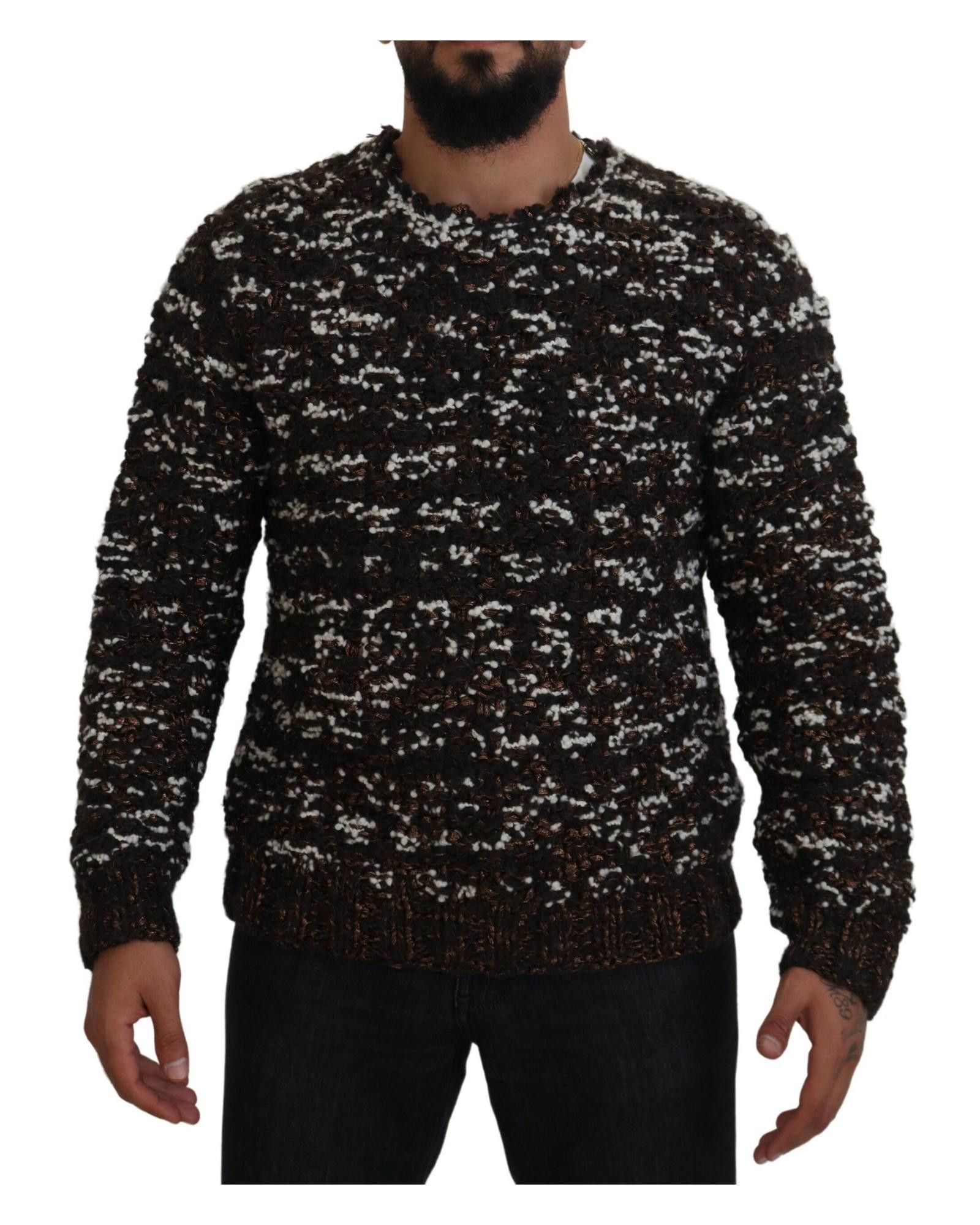 Image of Dolce Gabbana Bronze Wool Pullover Sweater in Brown, Men's (Size XS)