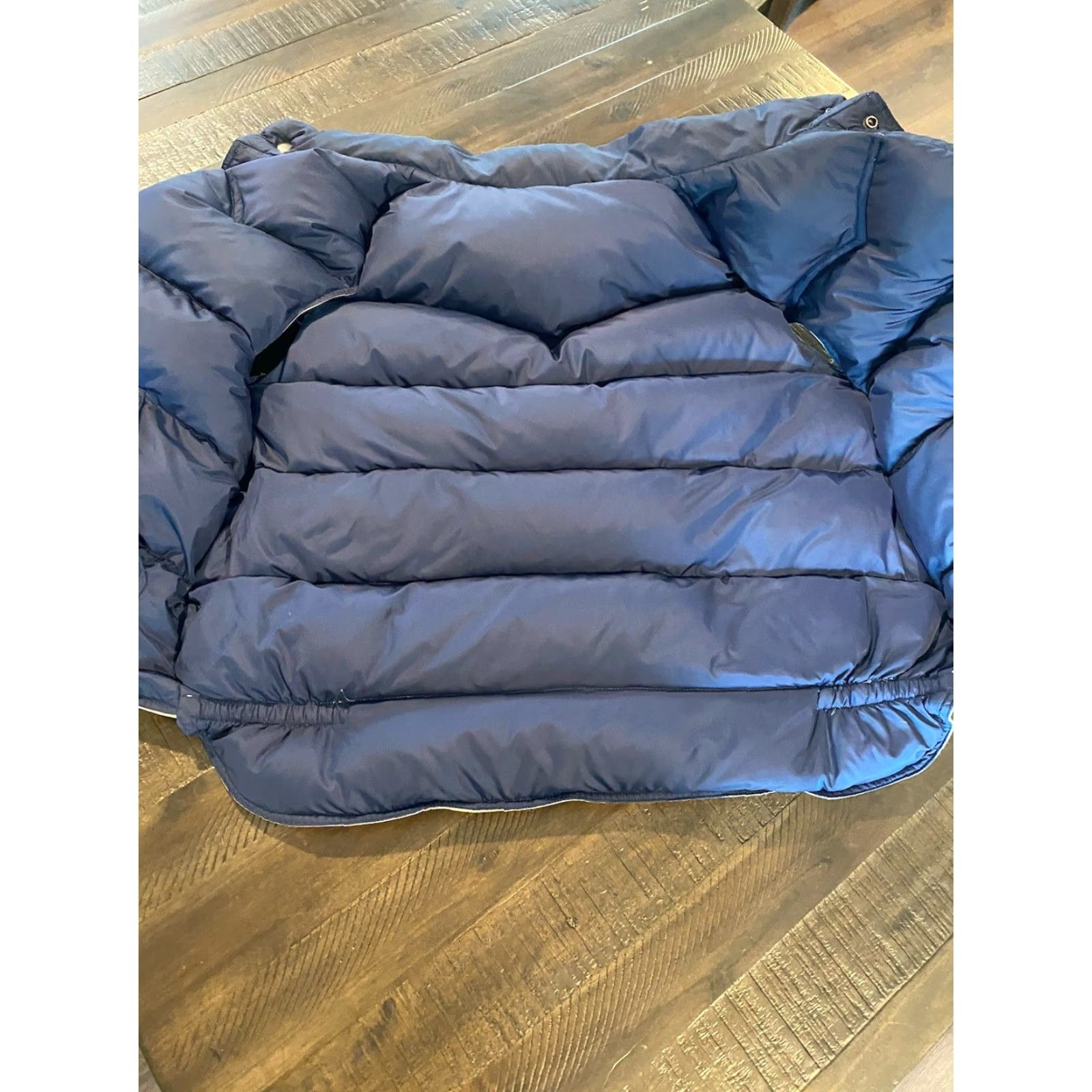 VINTAGE Earthwear Mens Down Filled Reversible Puffer Vest XL Blue Cotton Blend Pockets