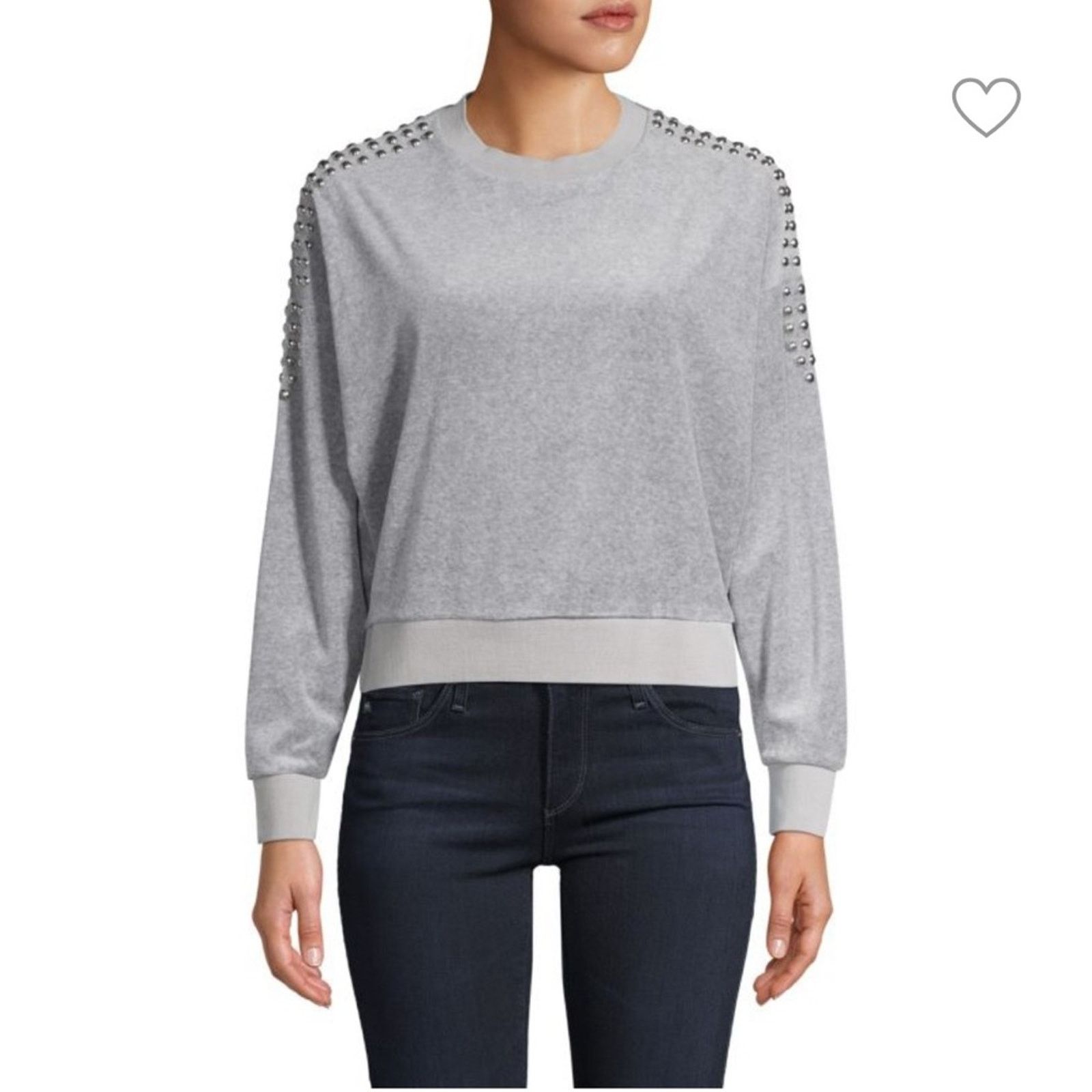 Iro IRO Heathen Studded Heather Gray Long Sleeve Sweatshirt Sz S Size S / US 4 / IT 40 - 1 Thumbnail