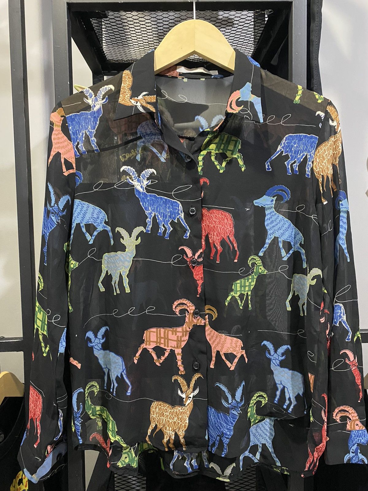 Japanese Brand Torah Goat Art Print Top Transparent Sheer Blouse All Over Size M / US 6-8 / IT 42-44 - 1 Thumbnail