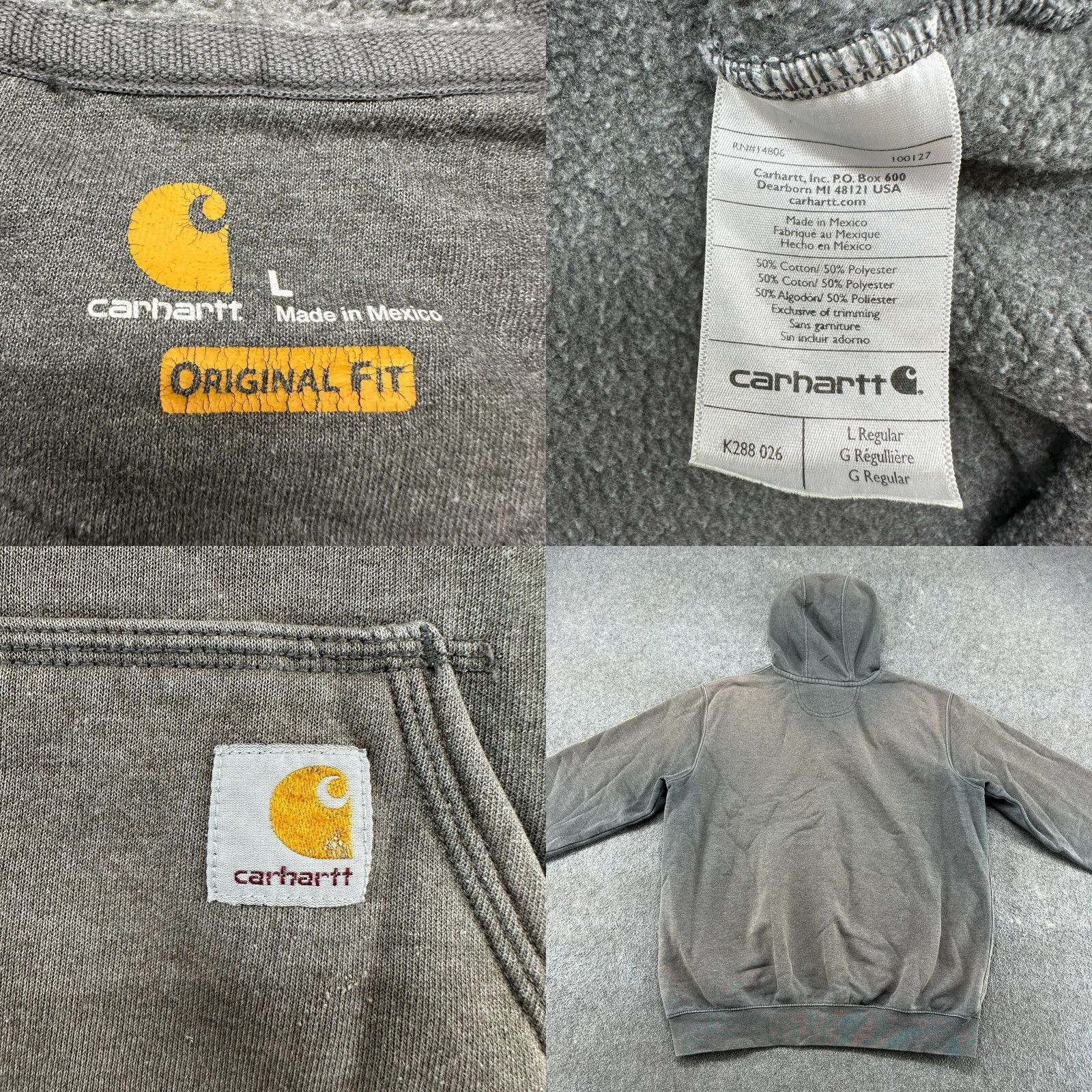 Carhartt VINTAGE Carhartt Hoodie Pullover Mens L Gray Fleece Hooded with Pockets Size US L / EU 52-54 / 3 - 8 Thumbnail