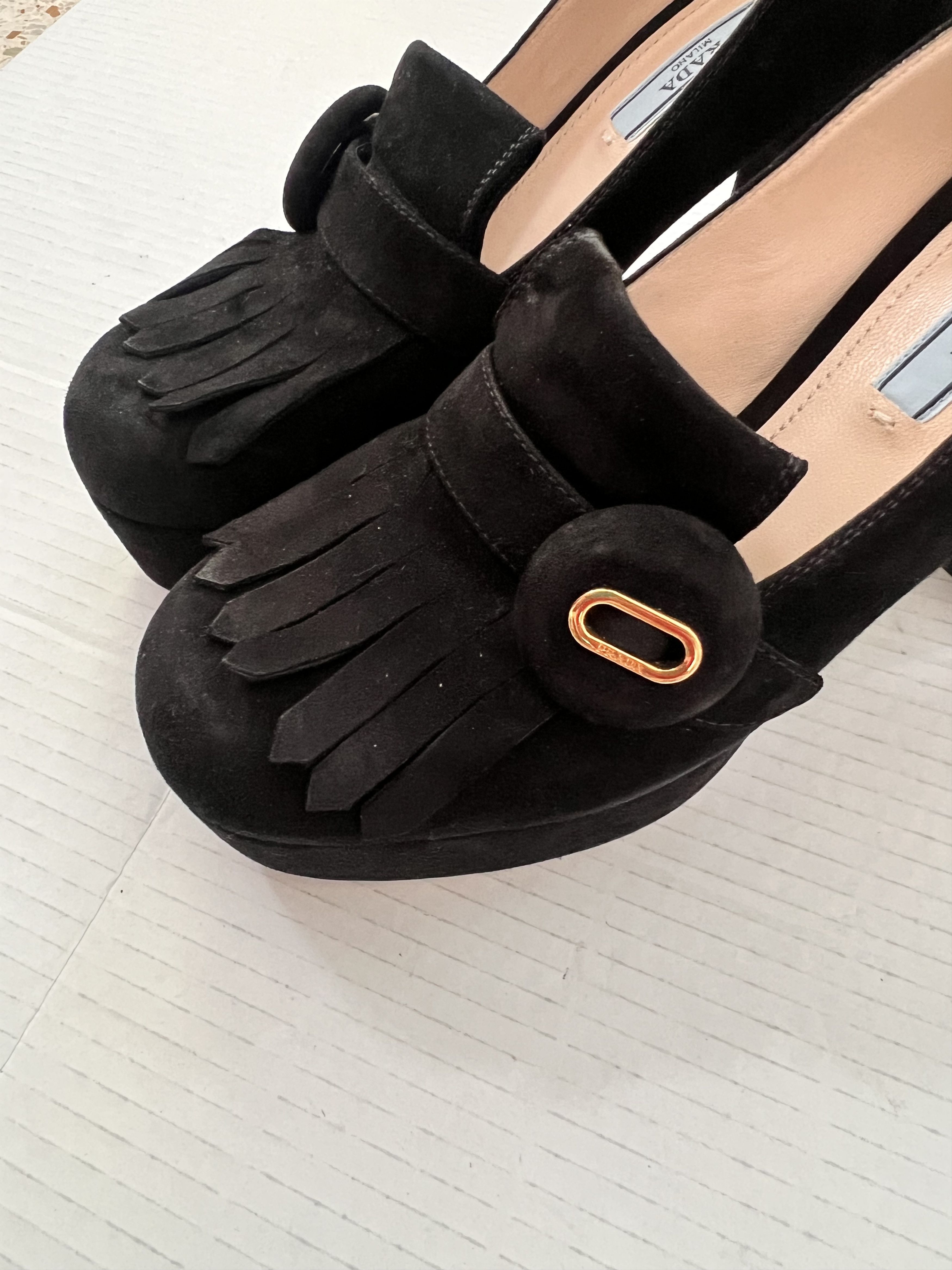 Prada Prada Suede fringe block heels shoes size 38.5 Size US 8.5 / IT 38.5 - 9 Thumbnail