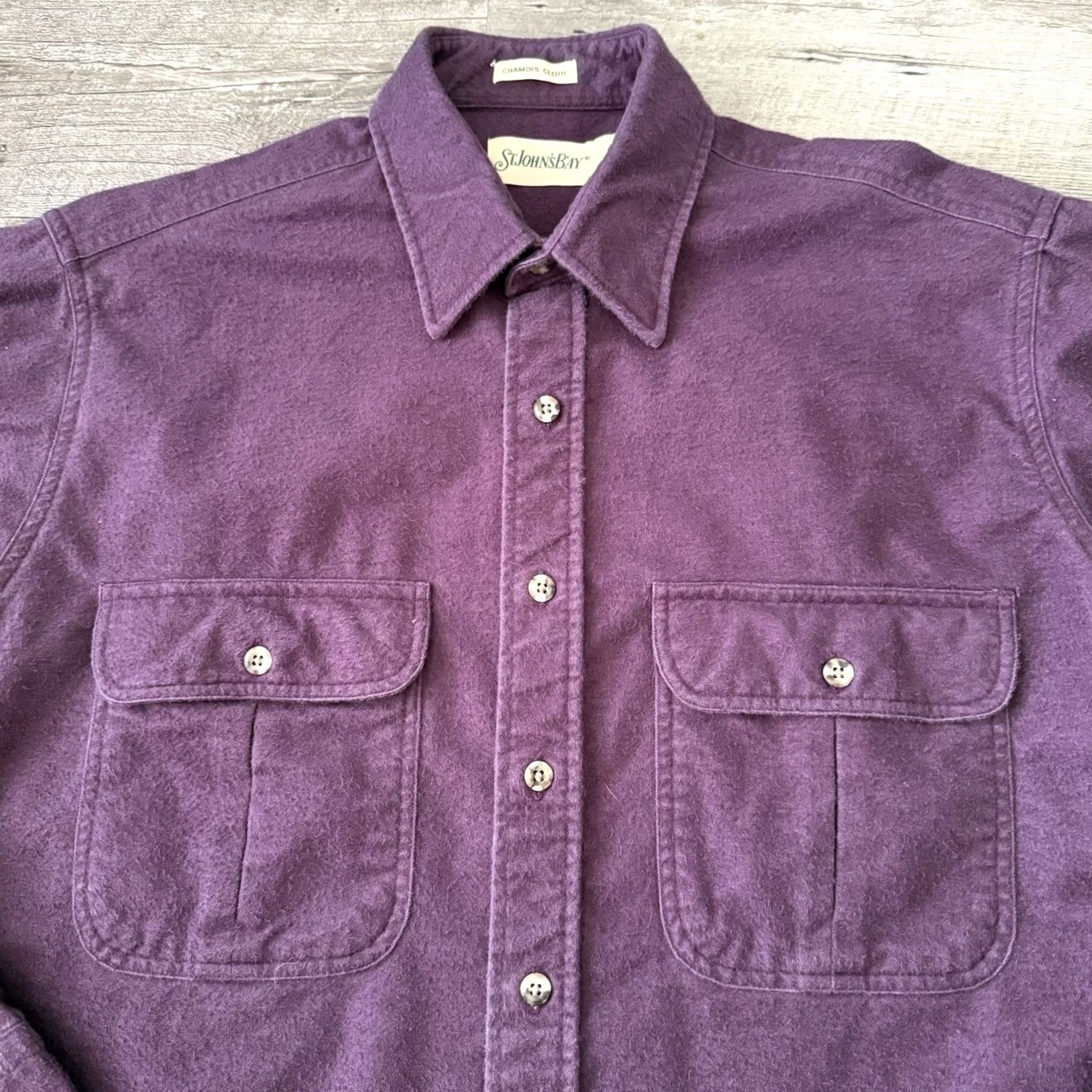 Vintage St Johns Bay Chamois Shirt Mens Large Purple Flannel Button Up Shacket Outdoor Size US L / EU 52-54 / 3 - 3 Thumbnail