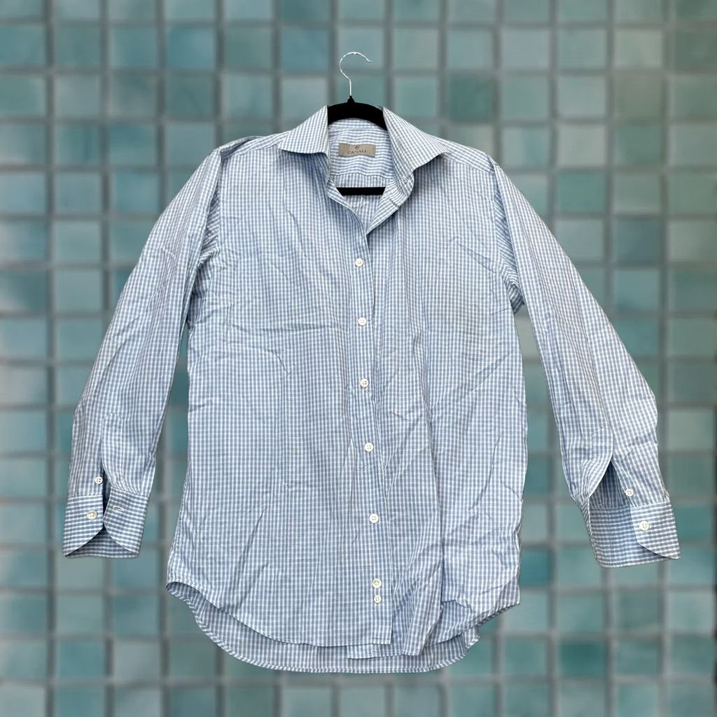 Canali Canali Shirt Mens 38 Blue Dress Tattersall Check Cotton Formal Oxford Button Up Size 38R - 1 Thumbnail