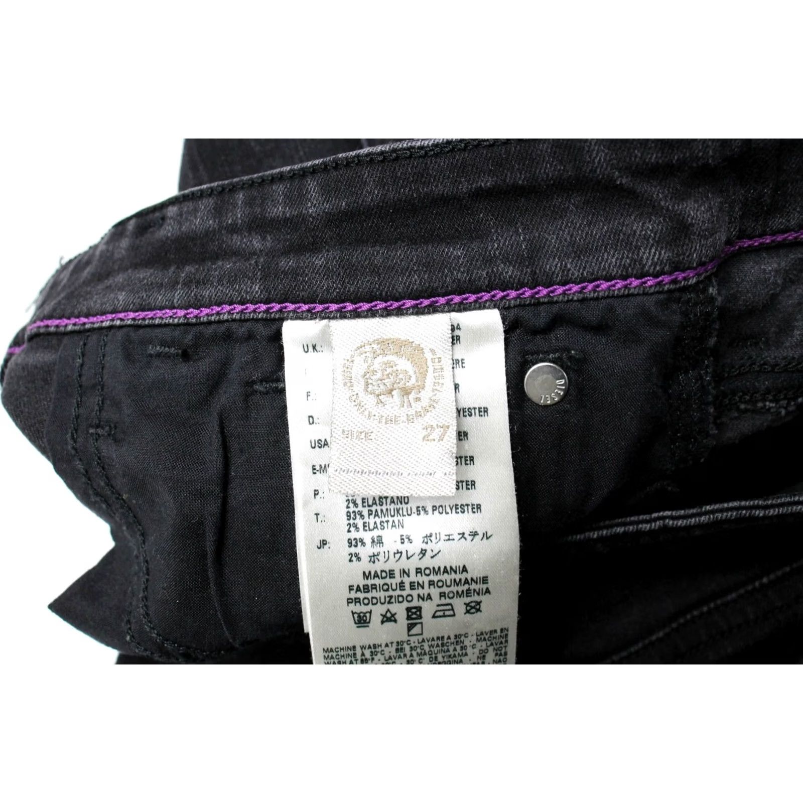 Diesel DIESEL Skinzee Super Slim-Skinny 0813E Stretch Jeans Women's W27/L30 Black Regular Waist Size 27" / US 4 / IT 40 - 7 Thumbnail