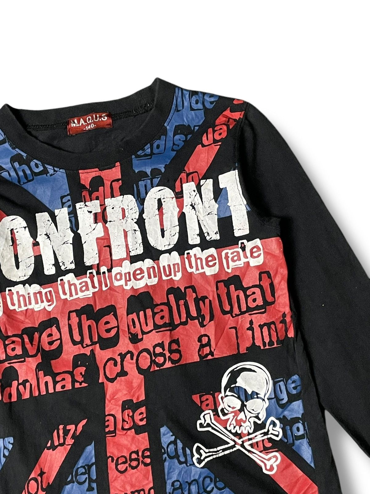 Japanese Brand M.A.Q.U.S Punk Skull Britain Printed Shirt (78) Size US XXS / EU 40 - 2 Thumbnail