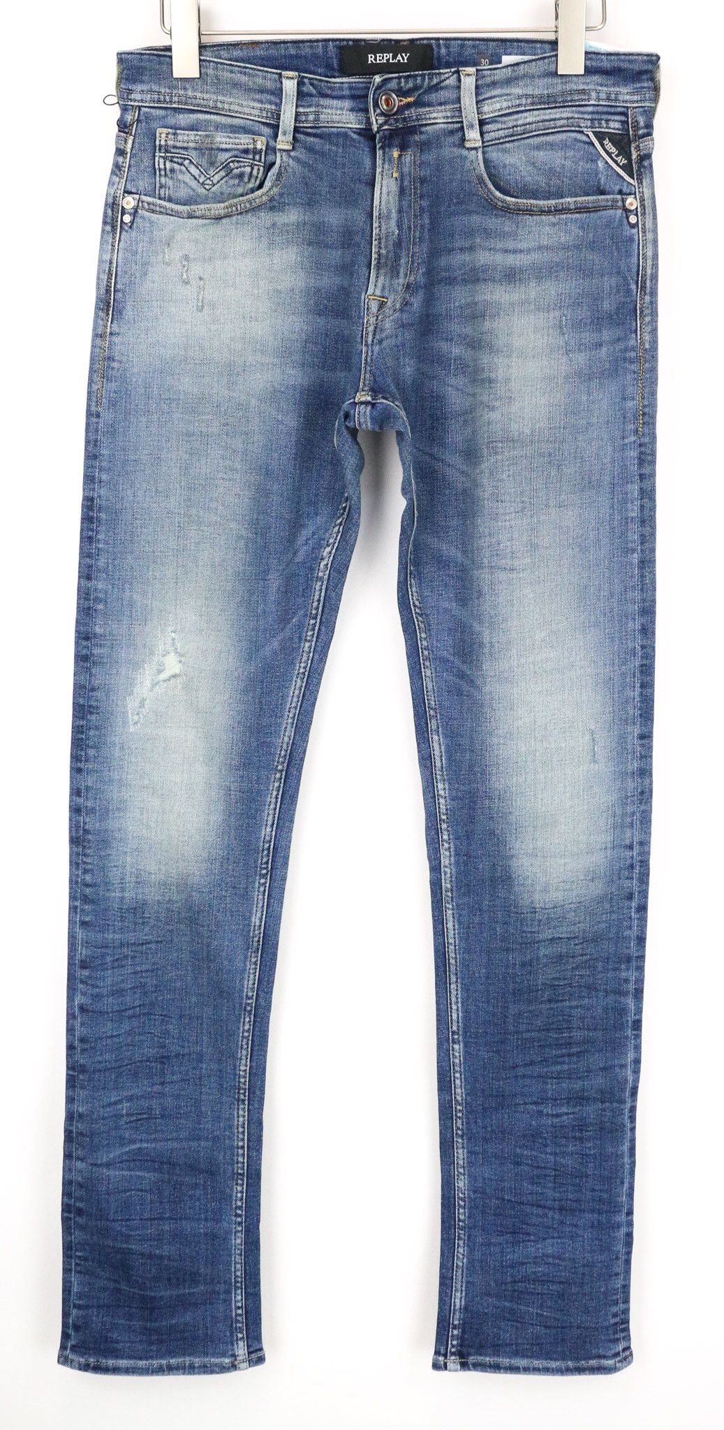 Replay ROB W30/L34 Straight Tapered Washed Blue Cotton Jeans 73923 Size US 30 / EU 46 - 1 Thumbnail