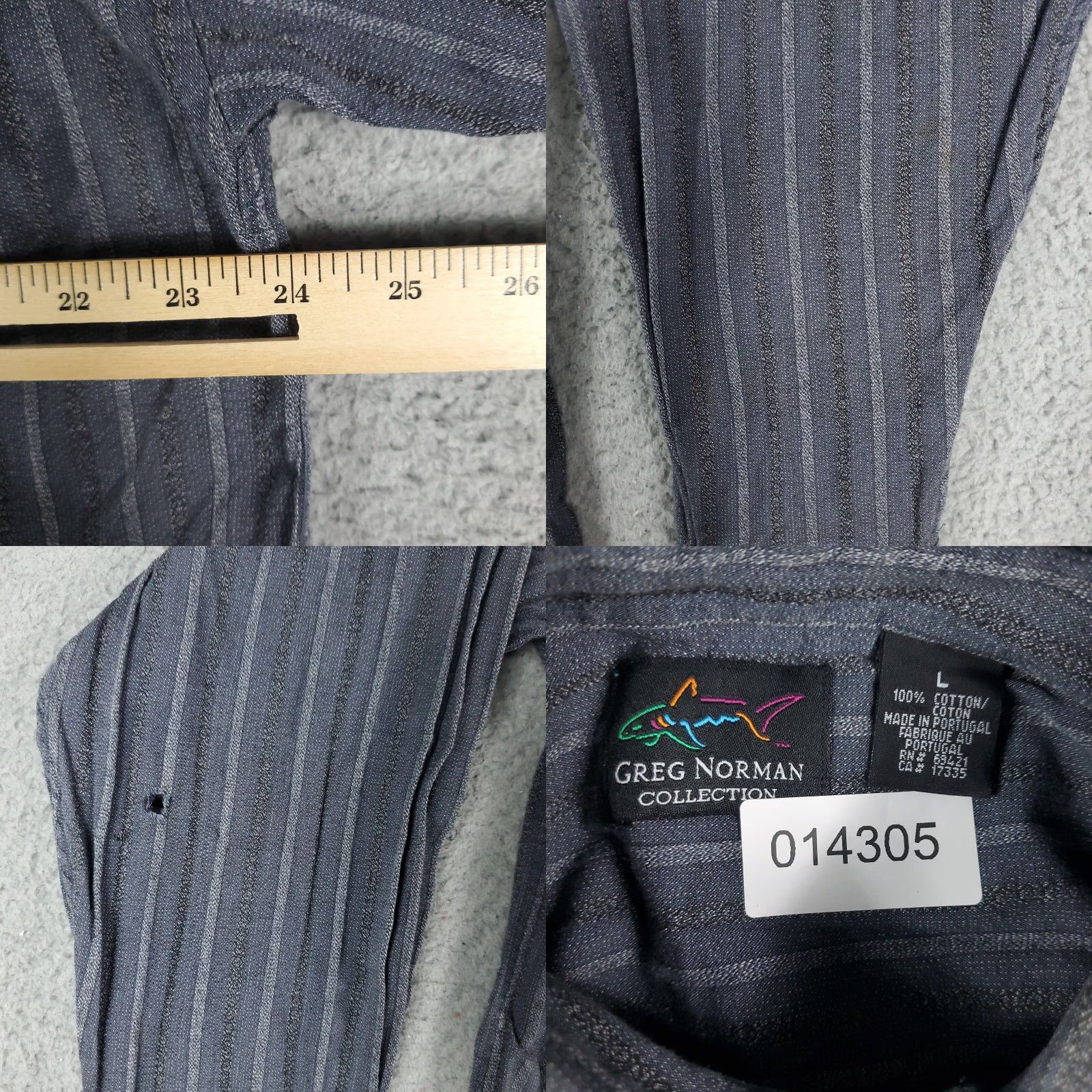 Vintage Greg Norman Gray Striped Button-Up Shirt Mens Long Sleeve Size Large - Damaged Size US L / EU 52-54 / 3 - 8 Thumbnail
