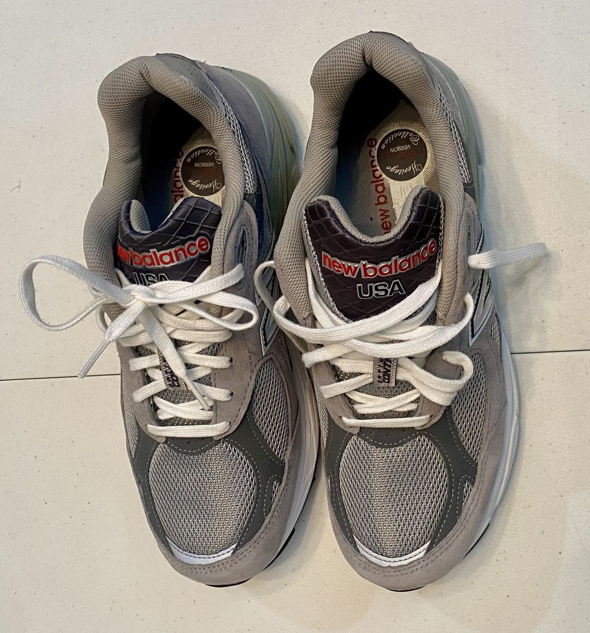 New Balance New Balance 990v3 Made in USA Gray White Suede Heritage 8 LN Size US 8 / EU 41 - 20 Thumbnail