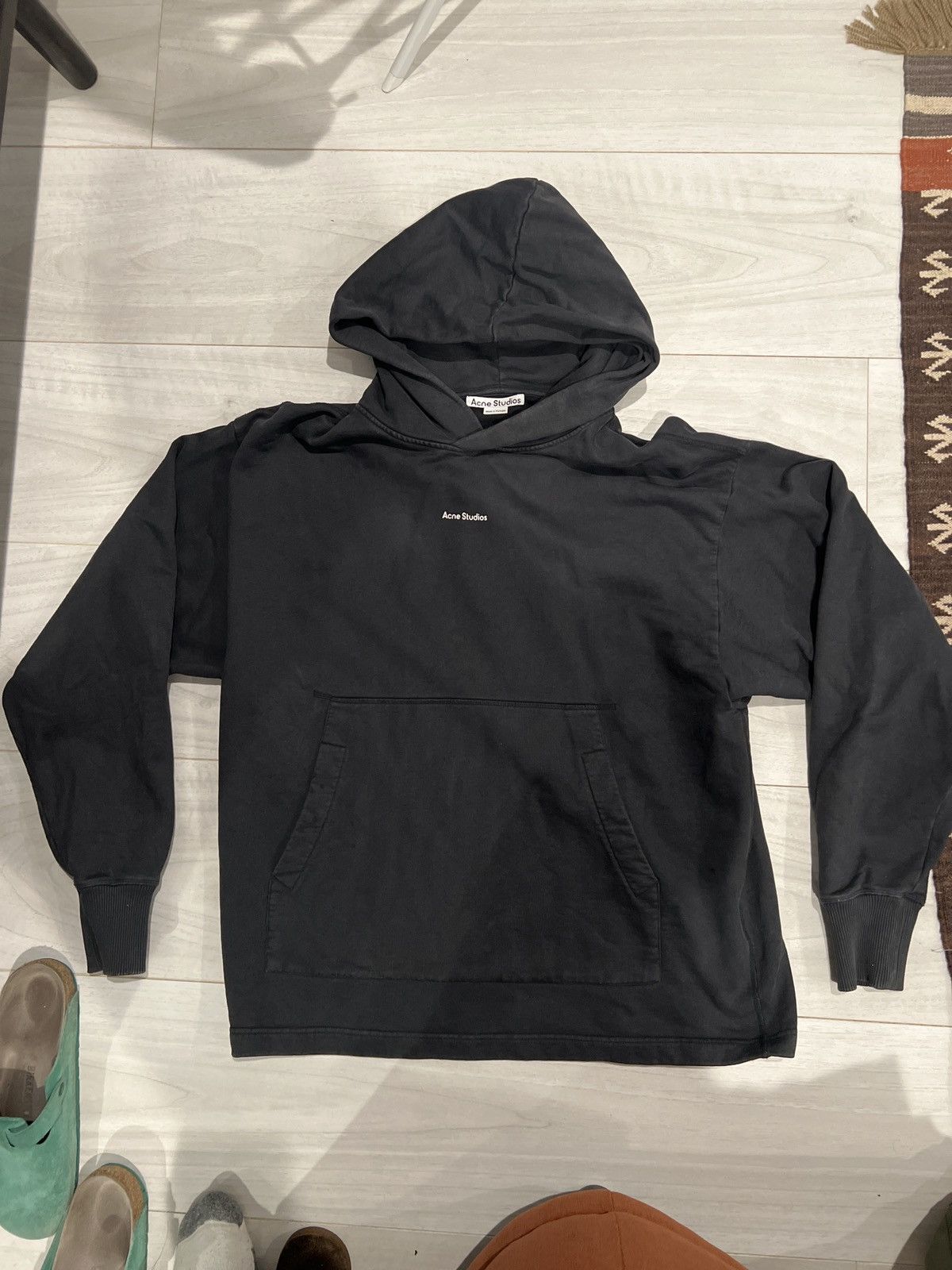image of Acne Studios Franklin Stamp Hooded Sweatshirt - Black, Men's (Size XS)