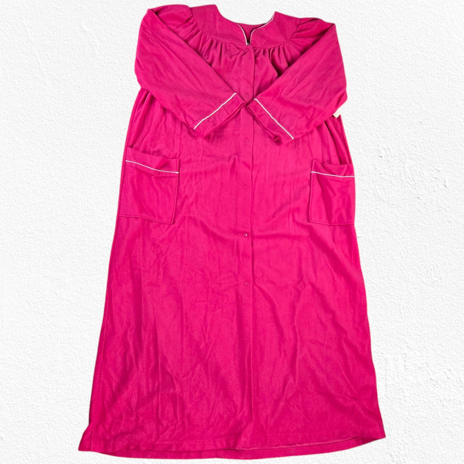Vintage Vintage Pink Housecoat Robe 80s Plus Size 20W Size ONE SIZE - 6 Thumbnail