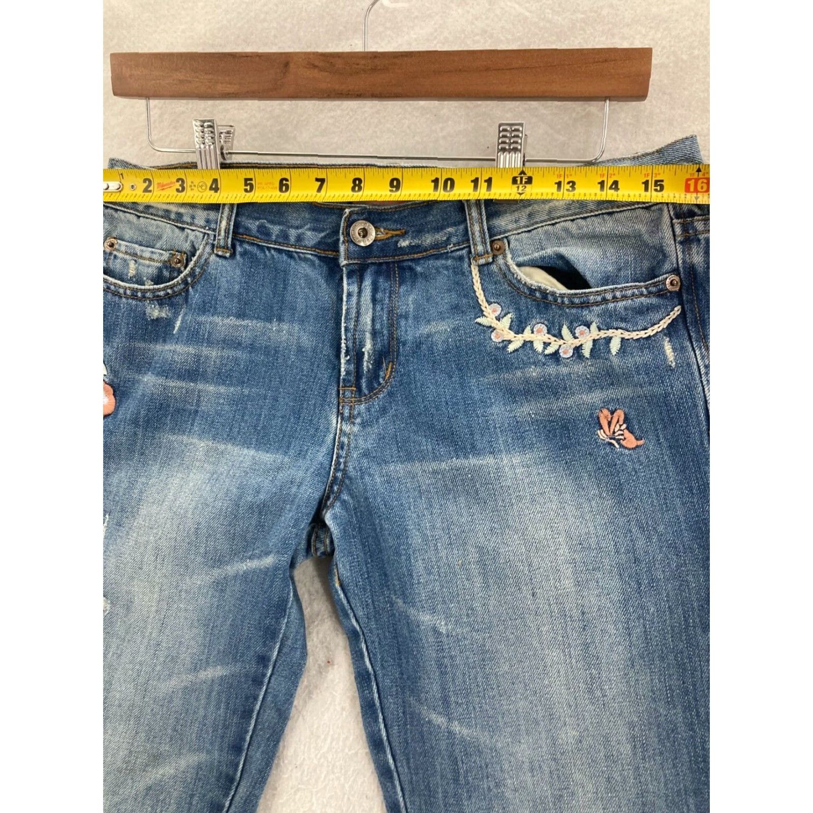 Vintage Devoted Jeans Women's Bootcut 29 Blue Denim with Embroidered Pockets Regular Fit Size 29" - 2 Thumbnail