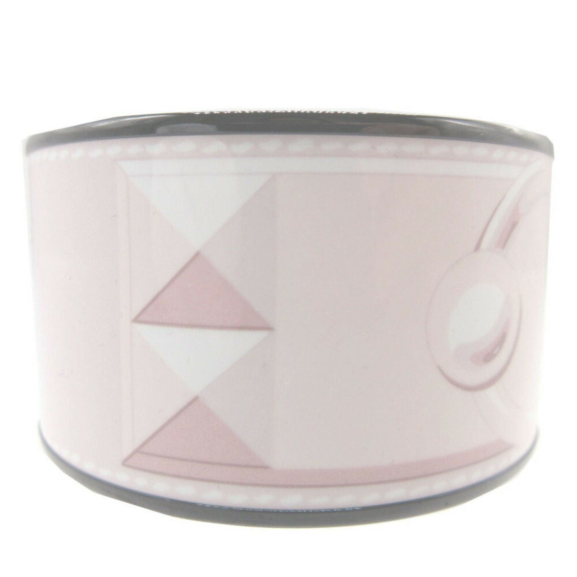 image of Hermes Enamel Bangle Tgm Q Stamp [Made In 2013] Metal Pink Black Bracelet 0014 6B0014Aaa5, Women's