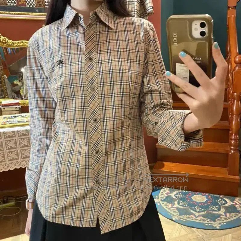 Burberry Burberry Khaki Cotton Check Long Sleeve Shirt. Size M / US 6-8 / IT 42-44 - 9 Thumbnail