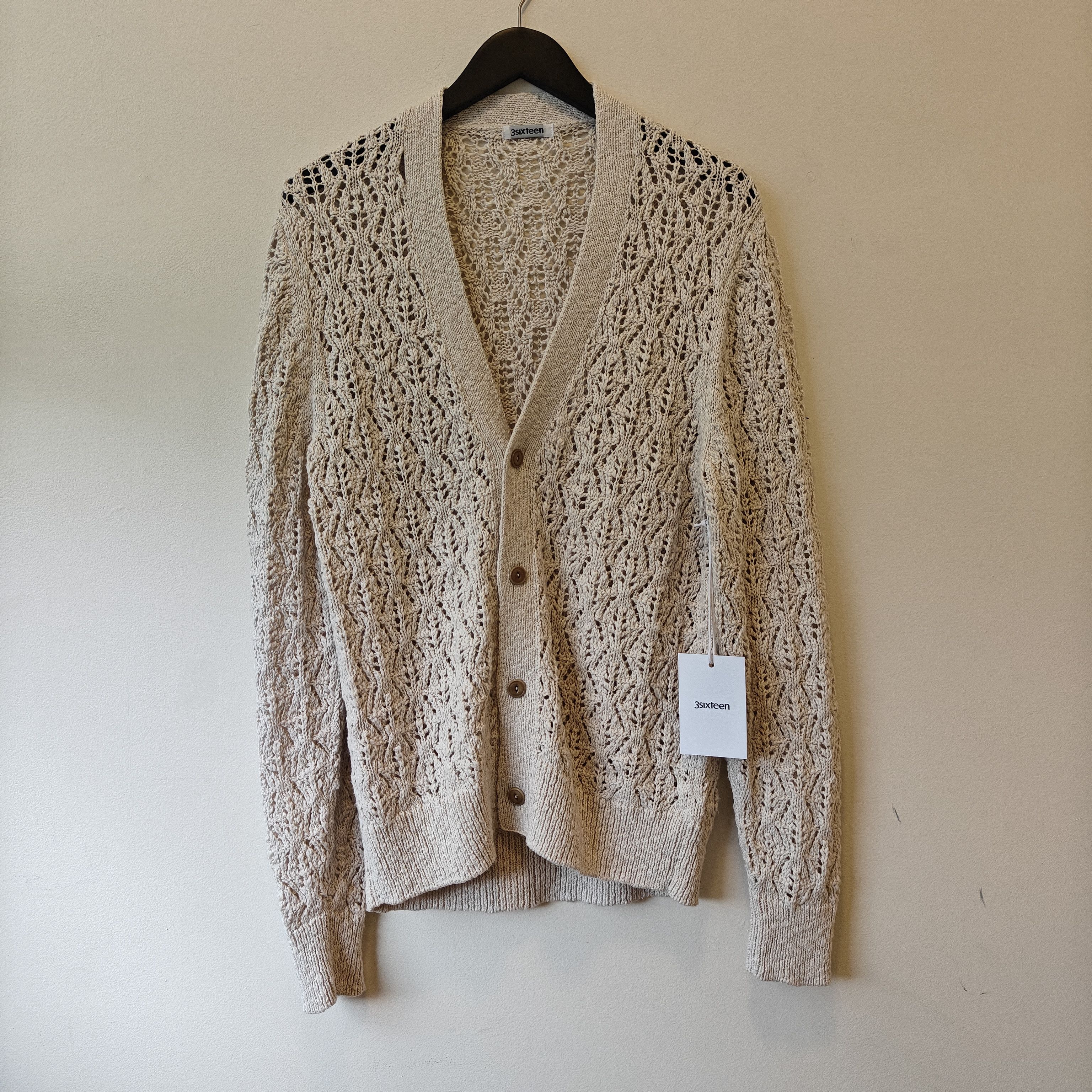 3sixteen NWT Knit ecru cardigan, crochet fits small $298 Size US M / EU 48-50 / 2 - 2 Thumbnail
