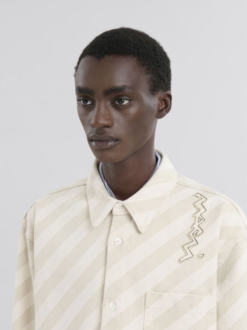Marni o1f1d3z0326 Boxy Denim Shirt in Beige Size US M / EU 48-50 / 2 - 4 Thumbnail