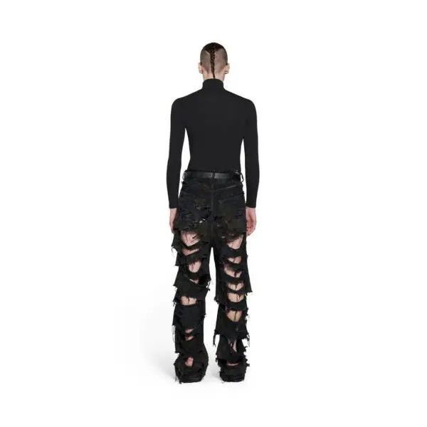 Balenciaga o1w1db10126 Super Destroyed Baggy Pants in Black Size US 36 / EU 52 - 5 Thumbnail