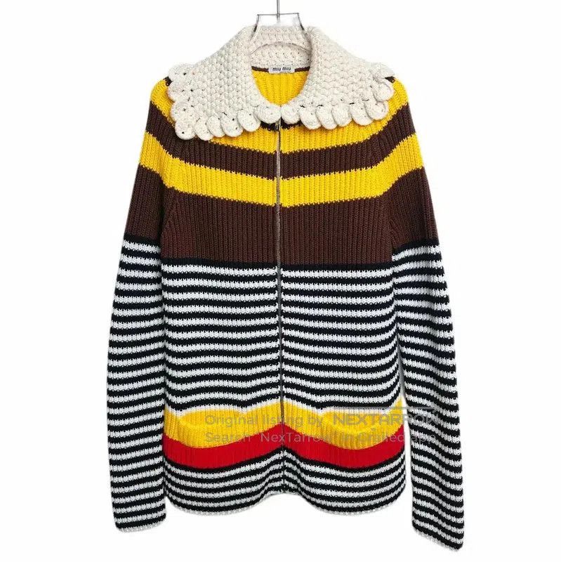 Miu Miu Miu Miu Multicolored Cotton Women's Cardigan . Size L / US 10 / IT 46 - 1 Thumbnail