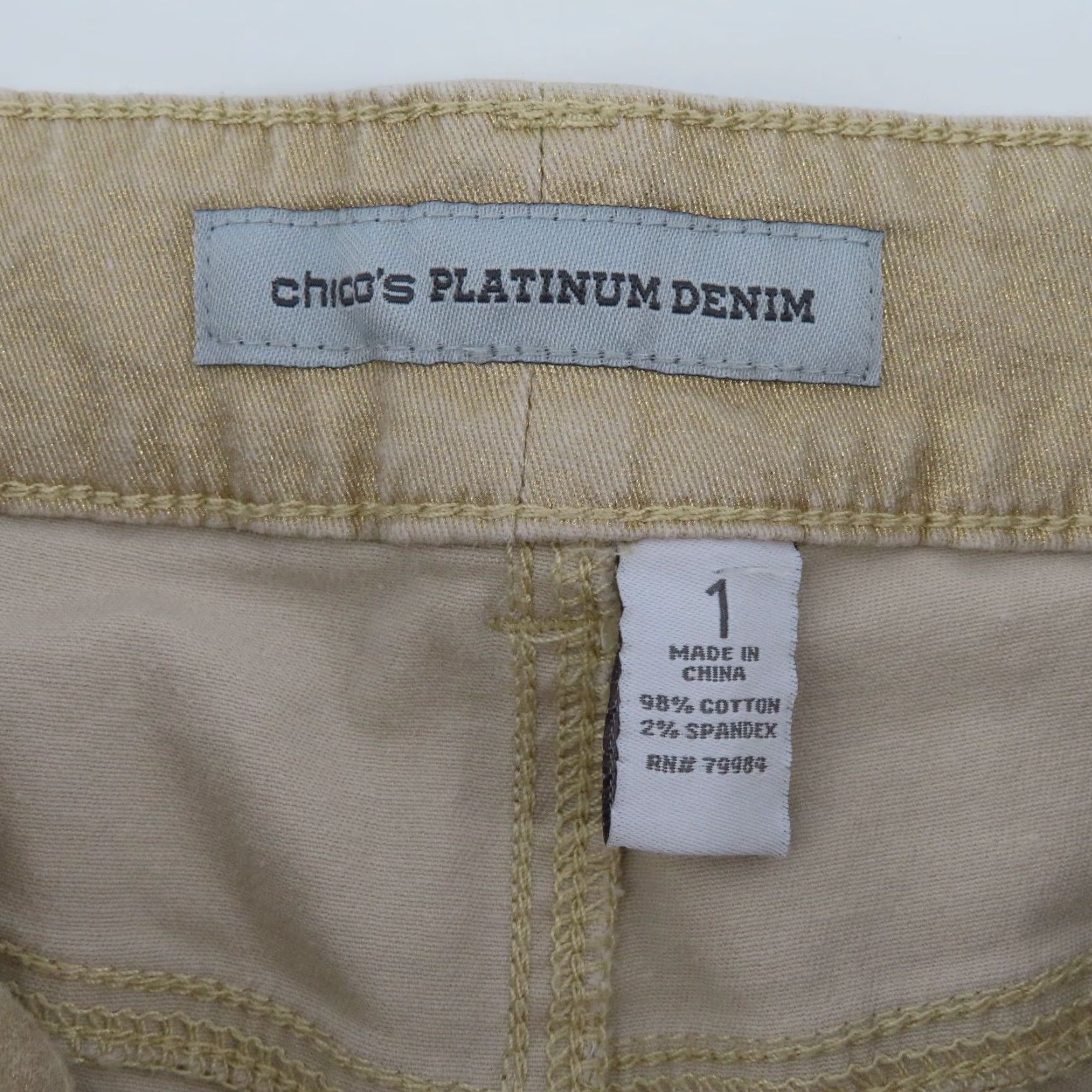 Vintage Chicos Womens 8 Gold Denim Jeans Straight Leg 5-Pocket Pockets Cotton Blend Zip Slim Stretch Vintage No Size 30" / US 8 / IT 44 - 7 Thumbnail