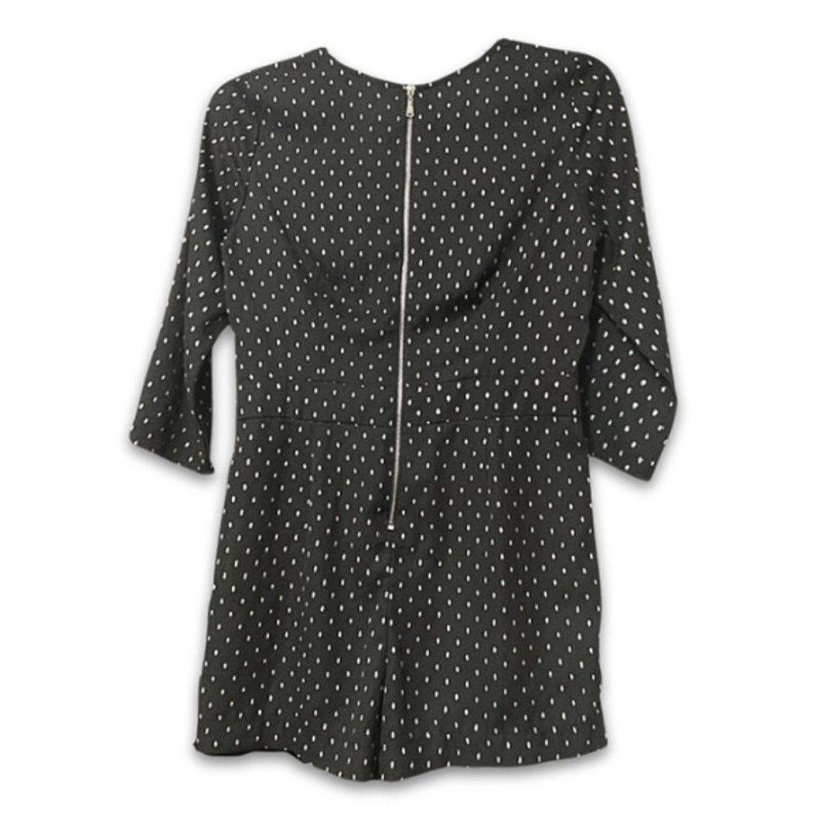 Zara Zara Black Polka Dot Romper 3/4 Sleeve Romper Playsuit S Size 28" / US 6 / IT 42 - 6 Thumbnail