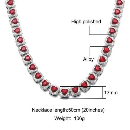 VIBE Heart Rhinestone Necklace Chain Size ONE SIZE - 6 Thumbnail