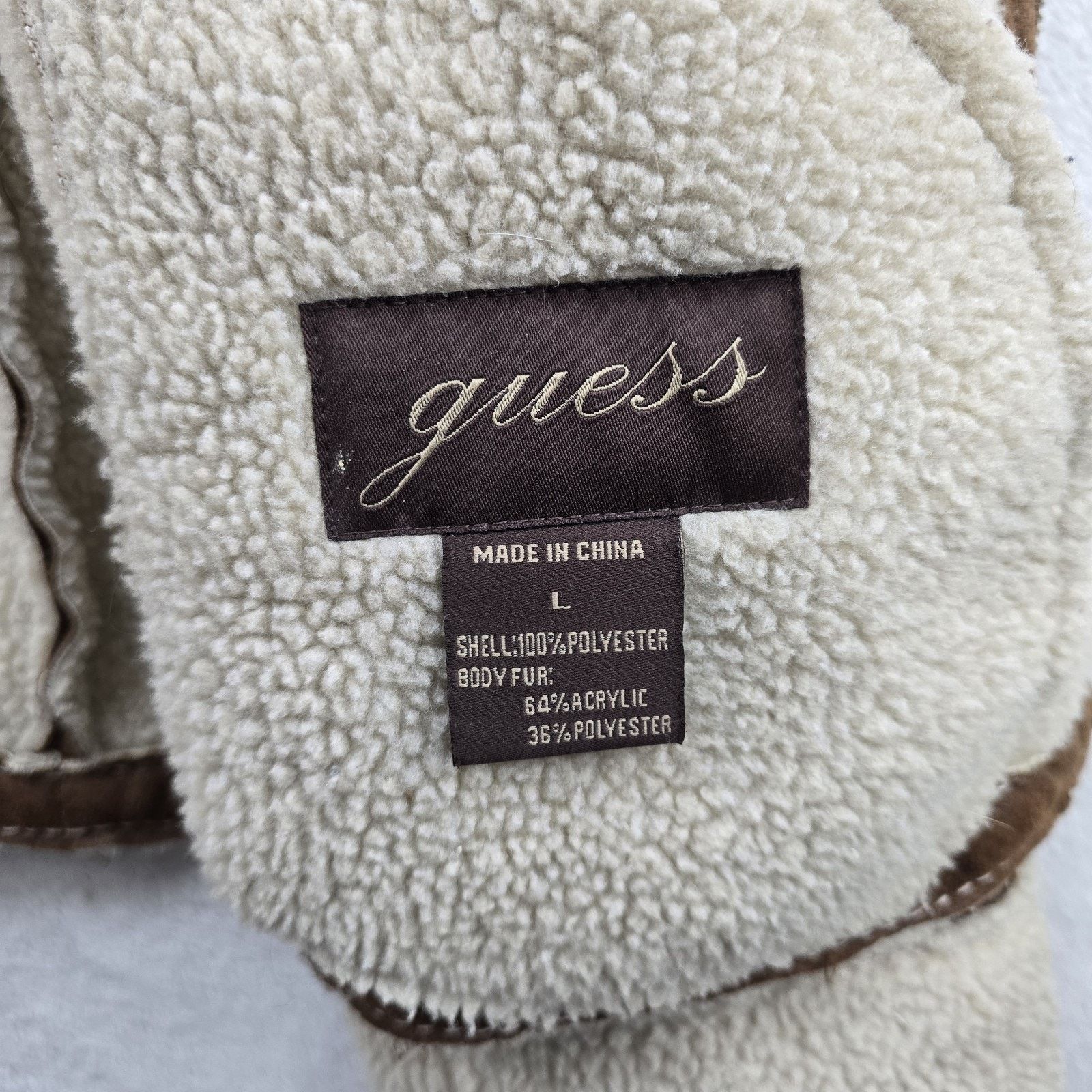 Guess Vintage Guess Jacket Womens Large Faux Suede Sherpa Leather Size L / US 10 / IT 46 - 7 Thumbnail
