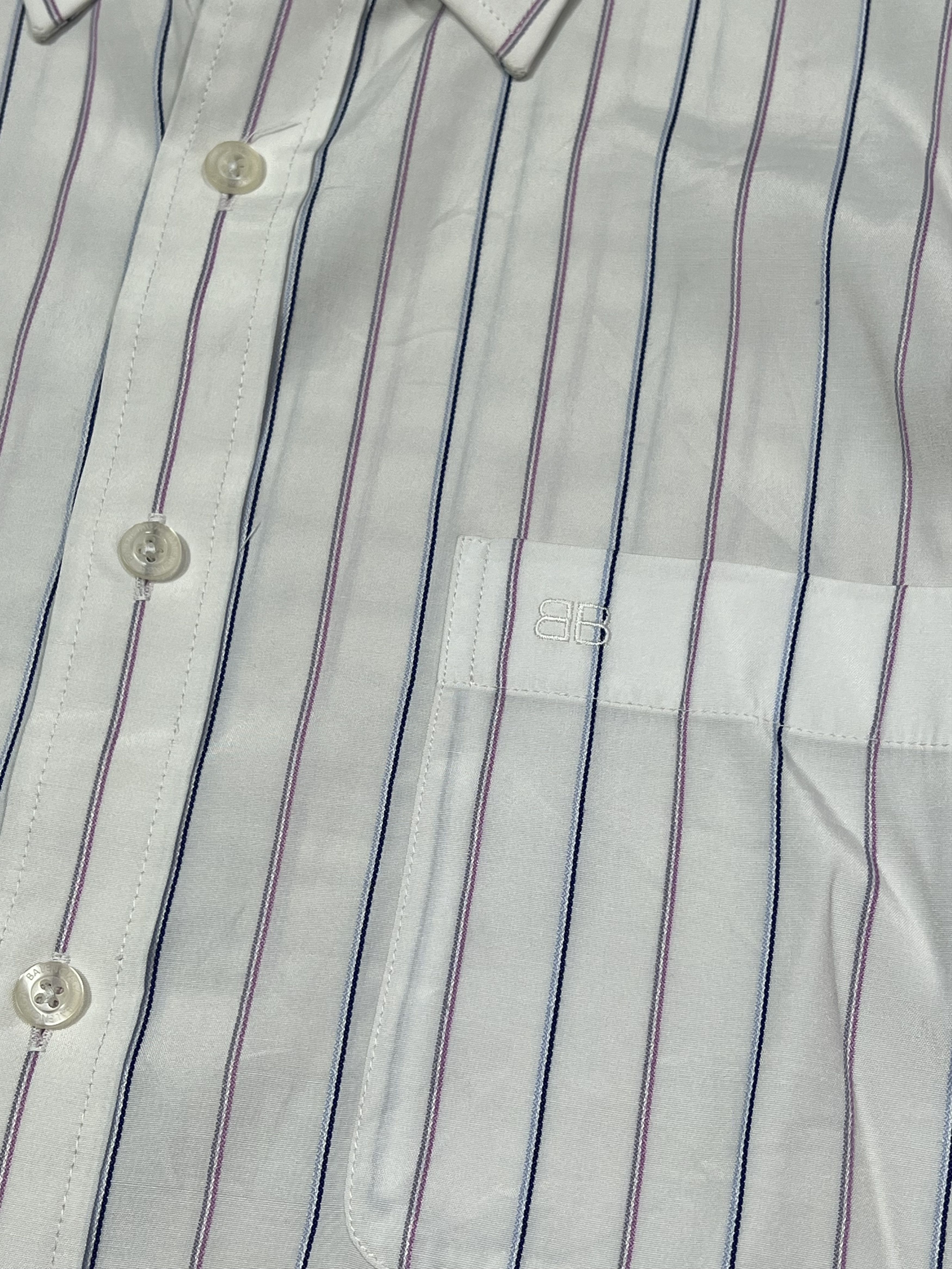 Balenciaga Vintage 90s Balenciaga Stripe Embroidery Button Shirt Size US L / EU 52-54 / 3 - 3 Thumbnail