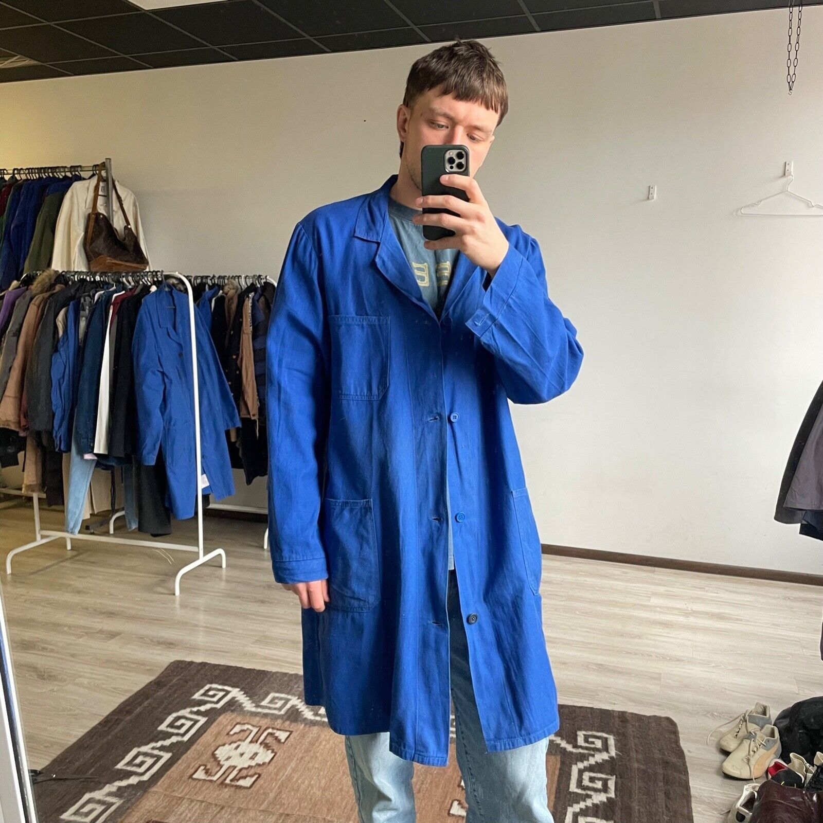 Le Laboureur Vintage French Workwear Blue Chore Utility Jacket 8412AC Size US L / EU 52-54 / 3 - 1 Thumbnail