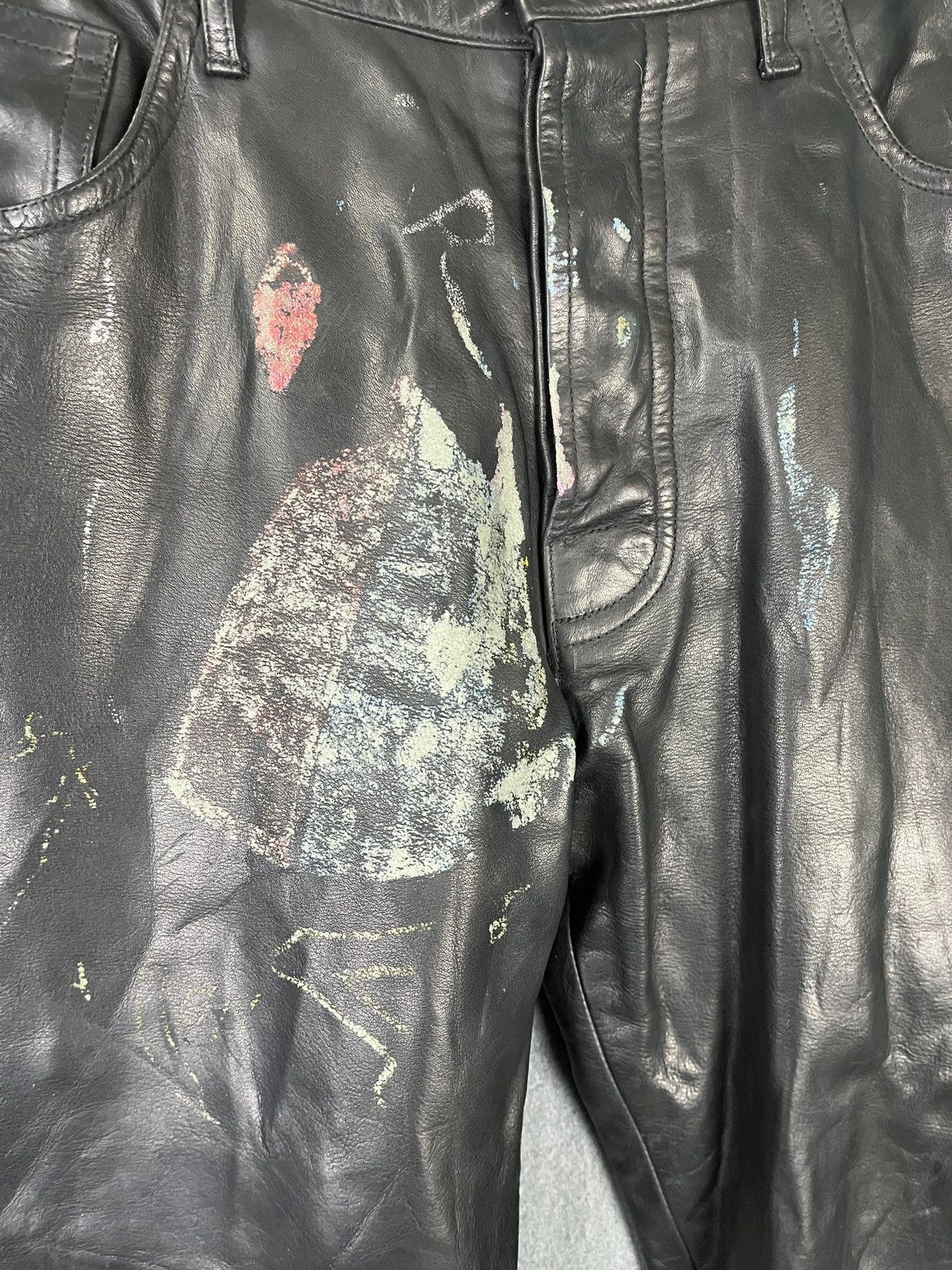 Genuine Leather × Hedi Slimane × agnes b. Agnes B. 90s Leather Pants Made in France Size US 31 - 8 Thumbnail