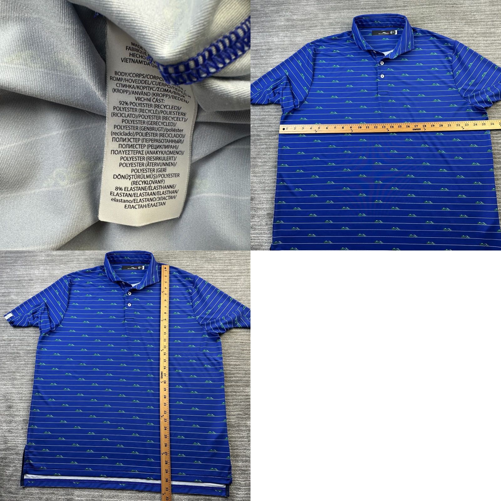RLX Ralph Lauren RLX Ralph Lauren Polo Shirt Mens XL Blue Performance Golf Logo All Over Print Size US XL / EU 56 / 4 - 8 Thumbnail