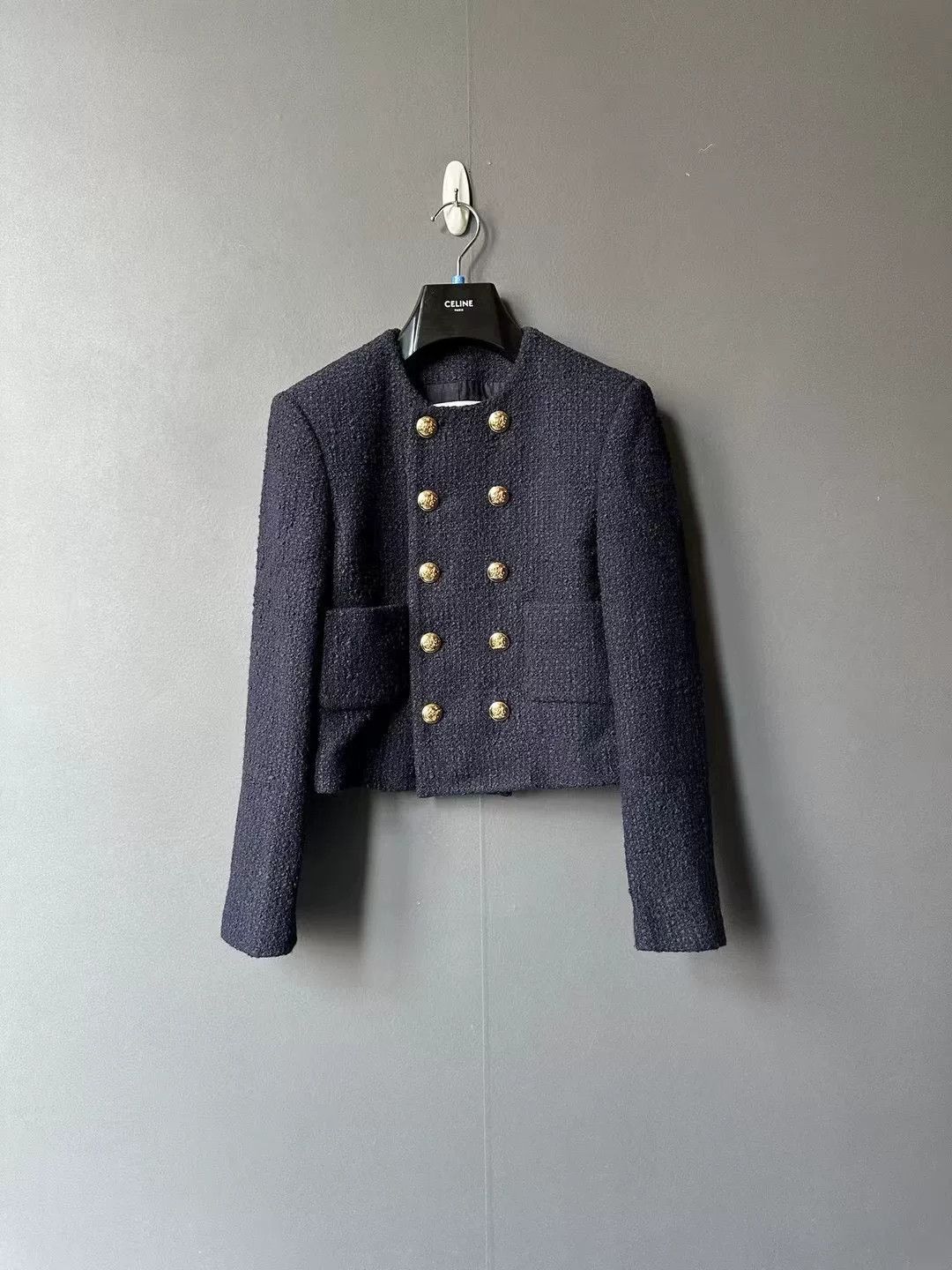 Celine celine navy double-breasted wool coat Size XS / US 0-2 / IT 36-38 - 1 Thumbnail