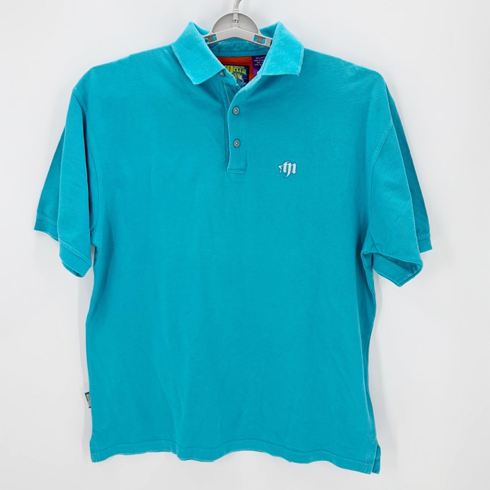 Mecca Mecca Men's Short Sleeve Polo Shirt Vintage teal 90s sz L Size US L / EU 52-54 / 3 - 1 Thumbnail