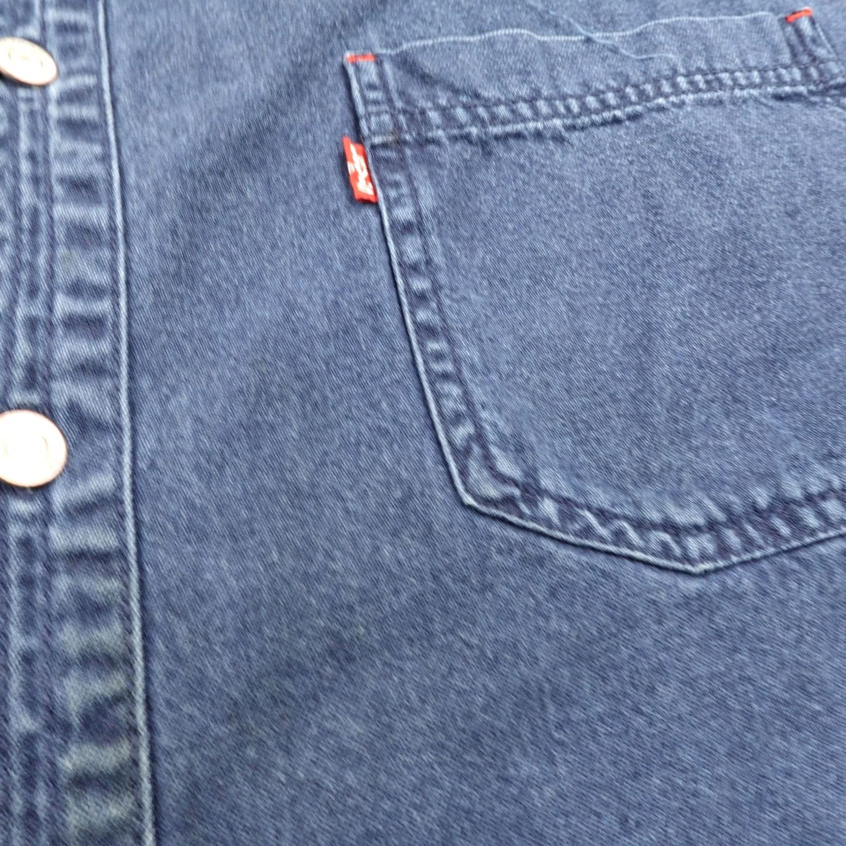 Levi's VINTAGE Levis Shirt Mens 2XL XXL Blue Denim Jean Button Up Utility Field 90s Size US XXL / EU 58 / 5 - 3 Thumbnail