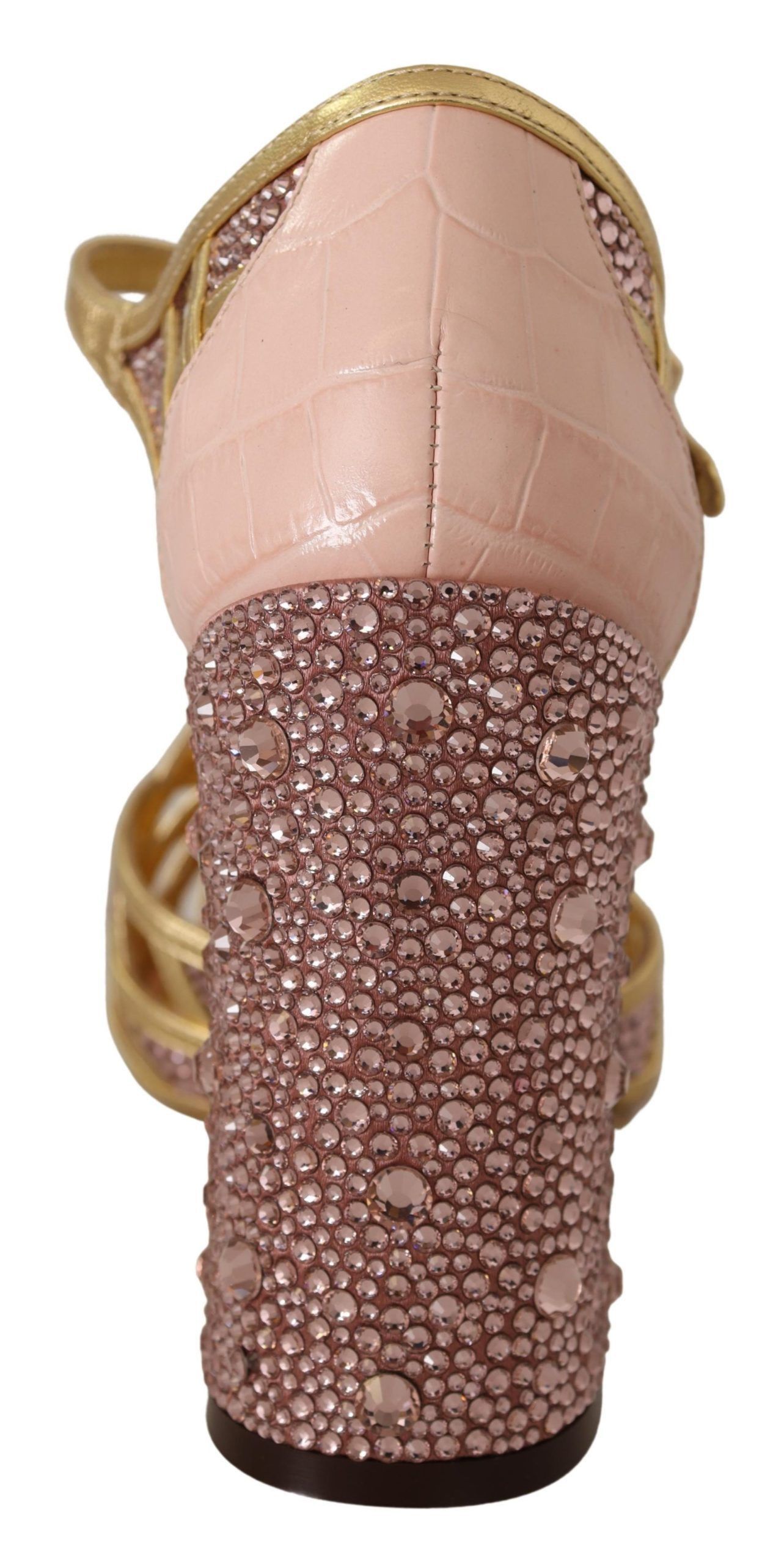 Dolce & Gabbana Dolce & Gabbana Silk-Infused Leather Crystal Pumps in Gold Size US 5.5 / IT 35.5 - 4 Thumbnail