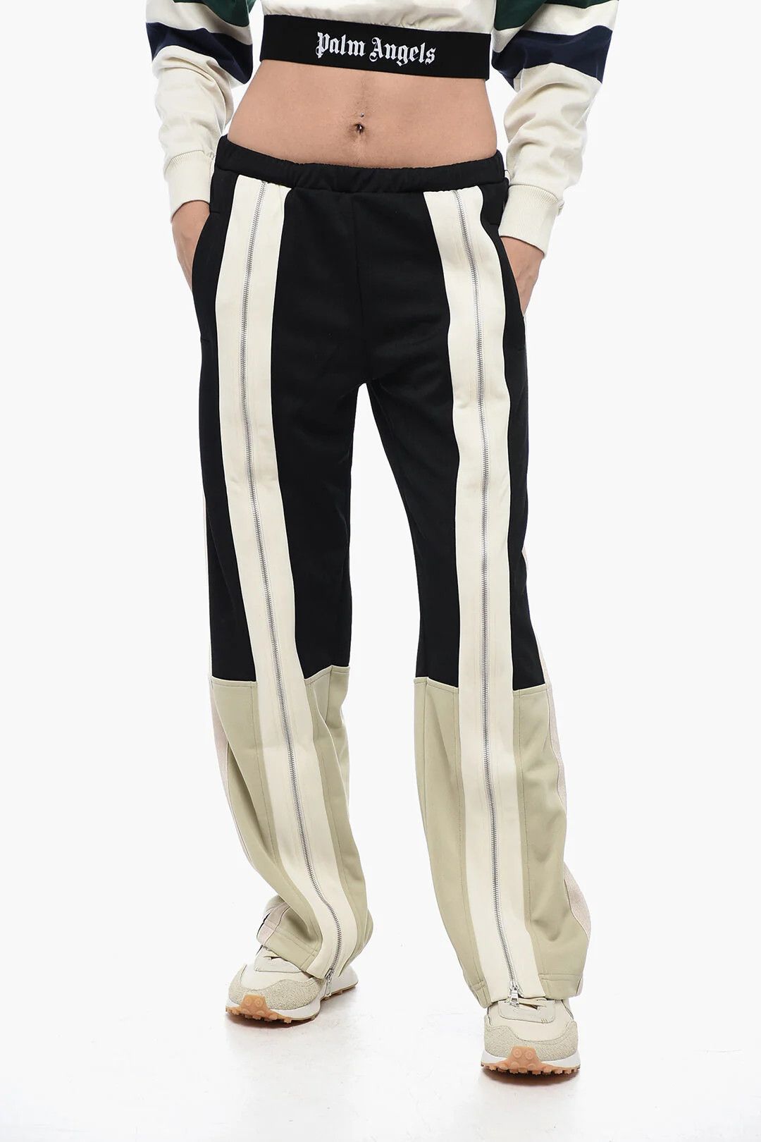 Palm Angels og1mm0326 Track Pant in Black & Beige Size 27" / US 4 / IT 40 - 1 Thumbnail