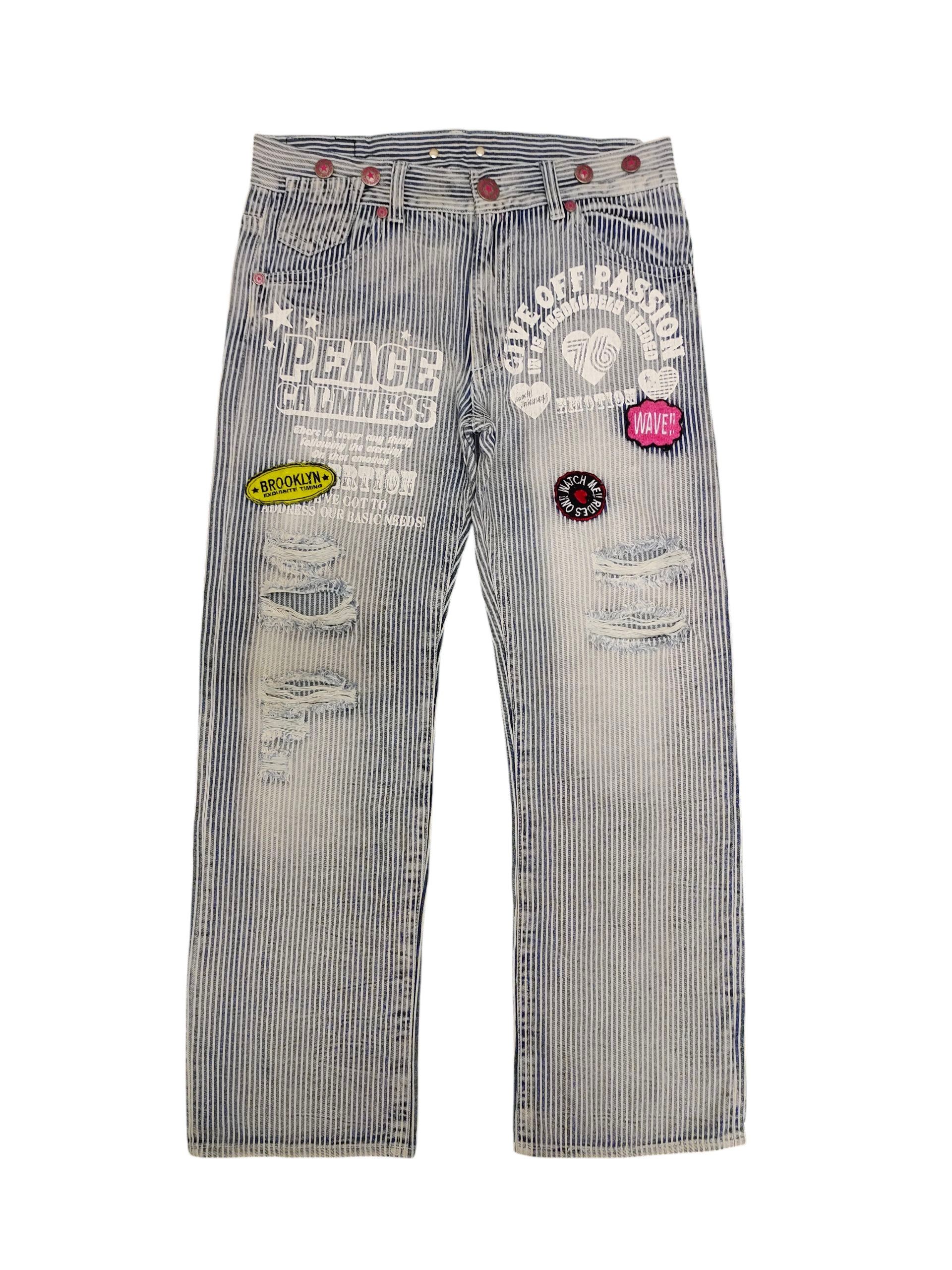 Hysteric Glamour Vintage California Jeans Patchwork Distress Hickory Denim Size US 33 - 1 Thumbnail