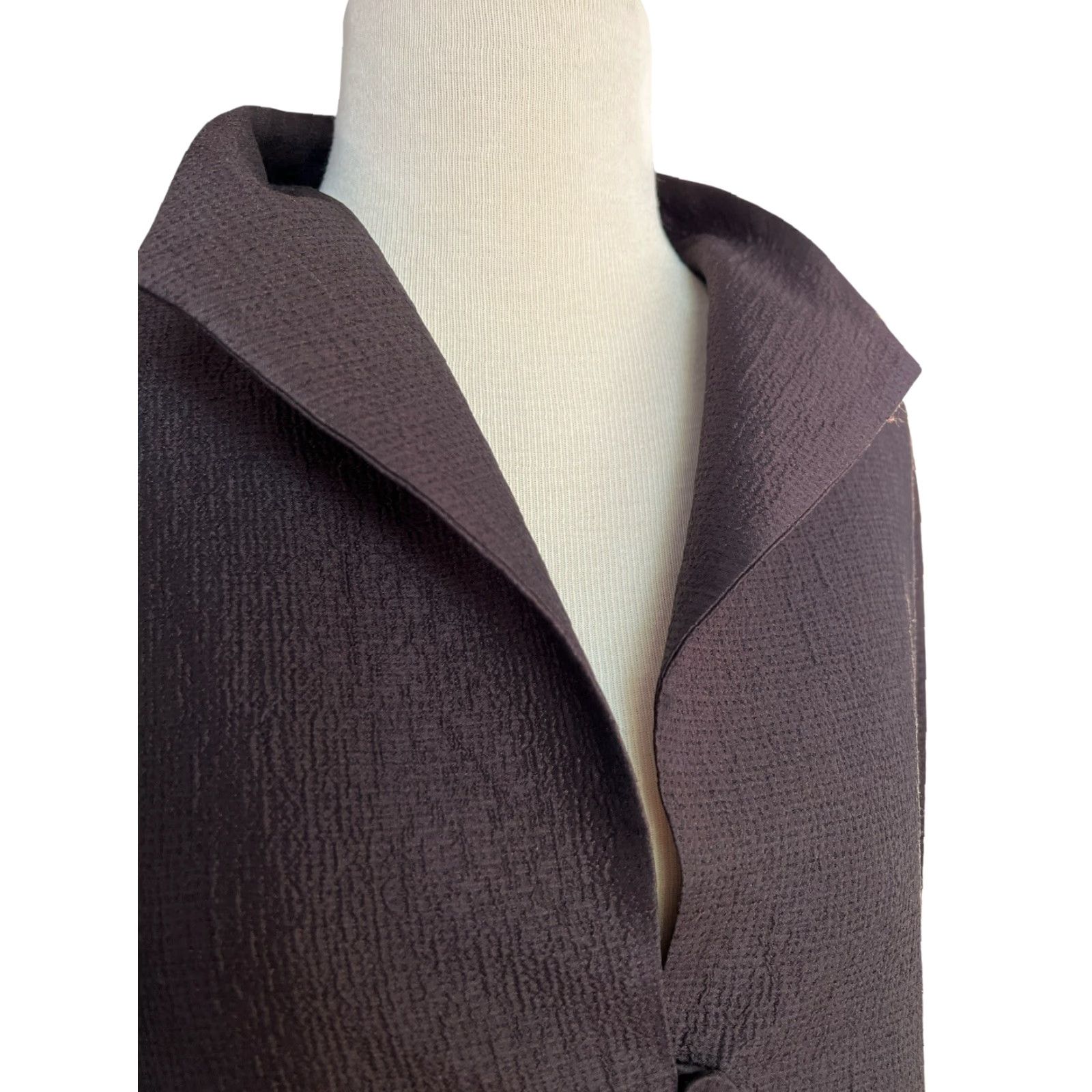 Eileen Fisher Eileen Fisher Woman Jacket Medium Brown Fabric Buttons Funnel Neck Size M / US 6-8 / IT 42-44 - 3 Thumbnail